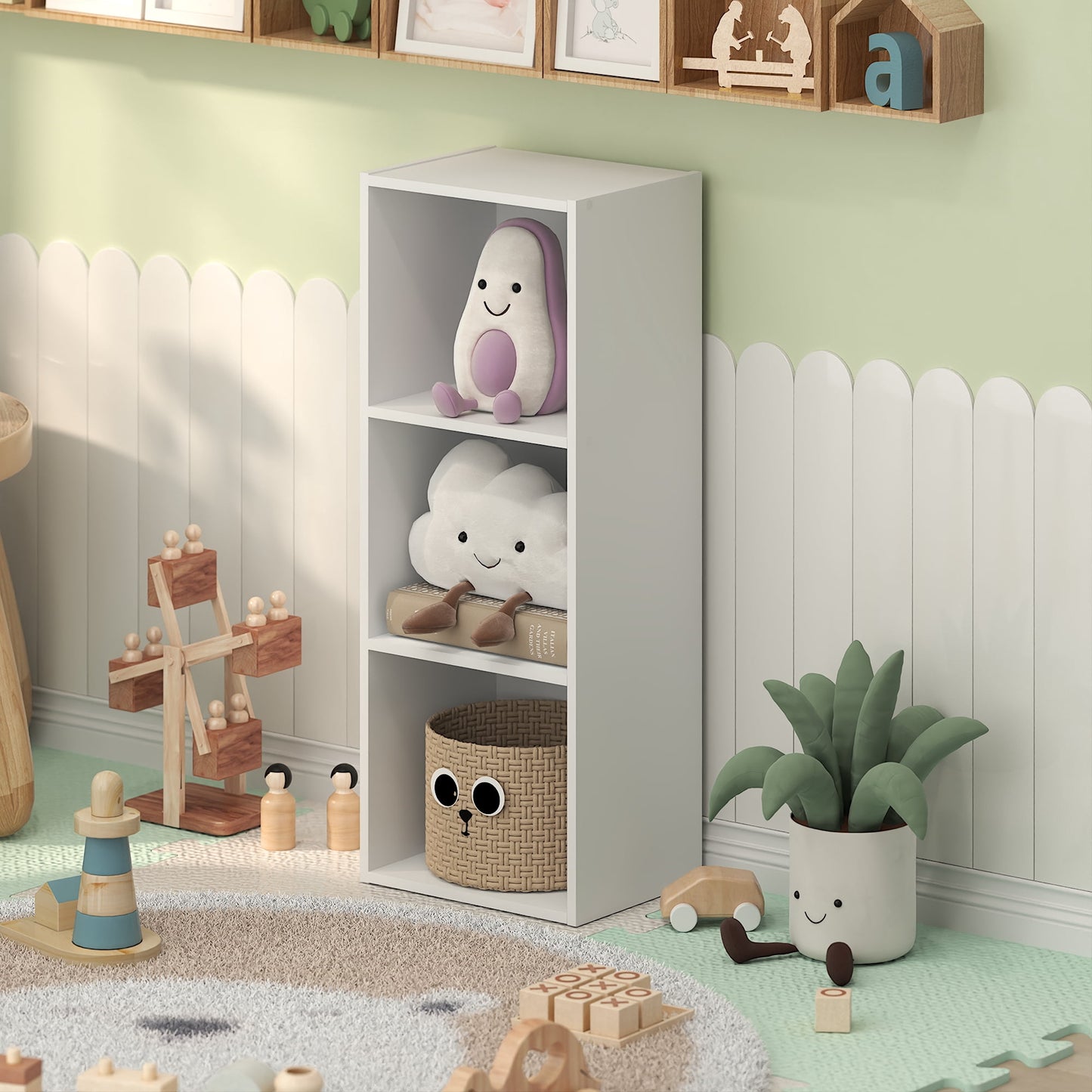 Furinno LUDER 3-Cube White Cube Storage Organizer. Bookcase. White