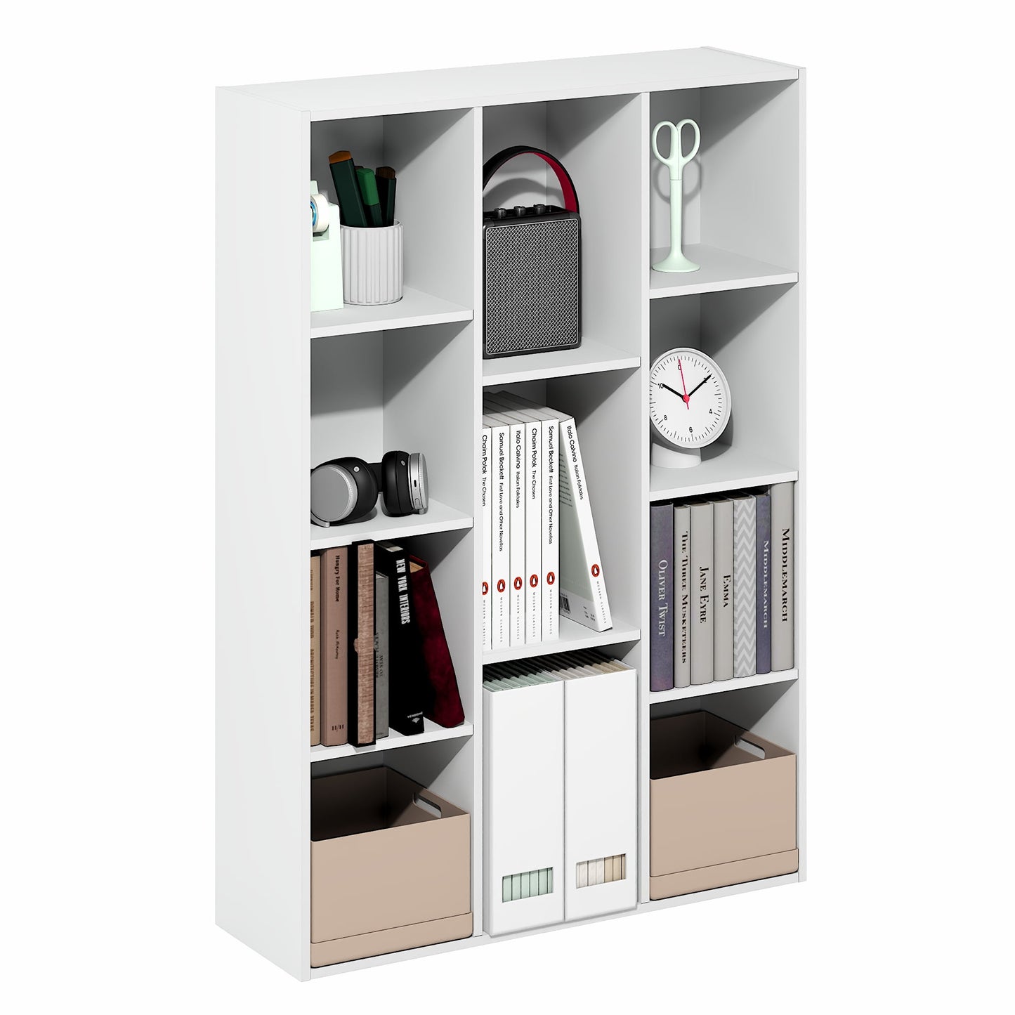 Furinno LUDER 11-Cube Closed Back Bookcase 9.4 x 29.1 x 41.7 Plain White