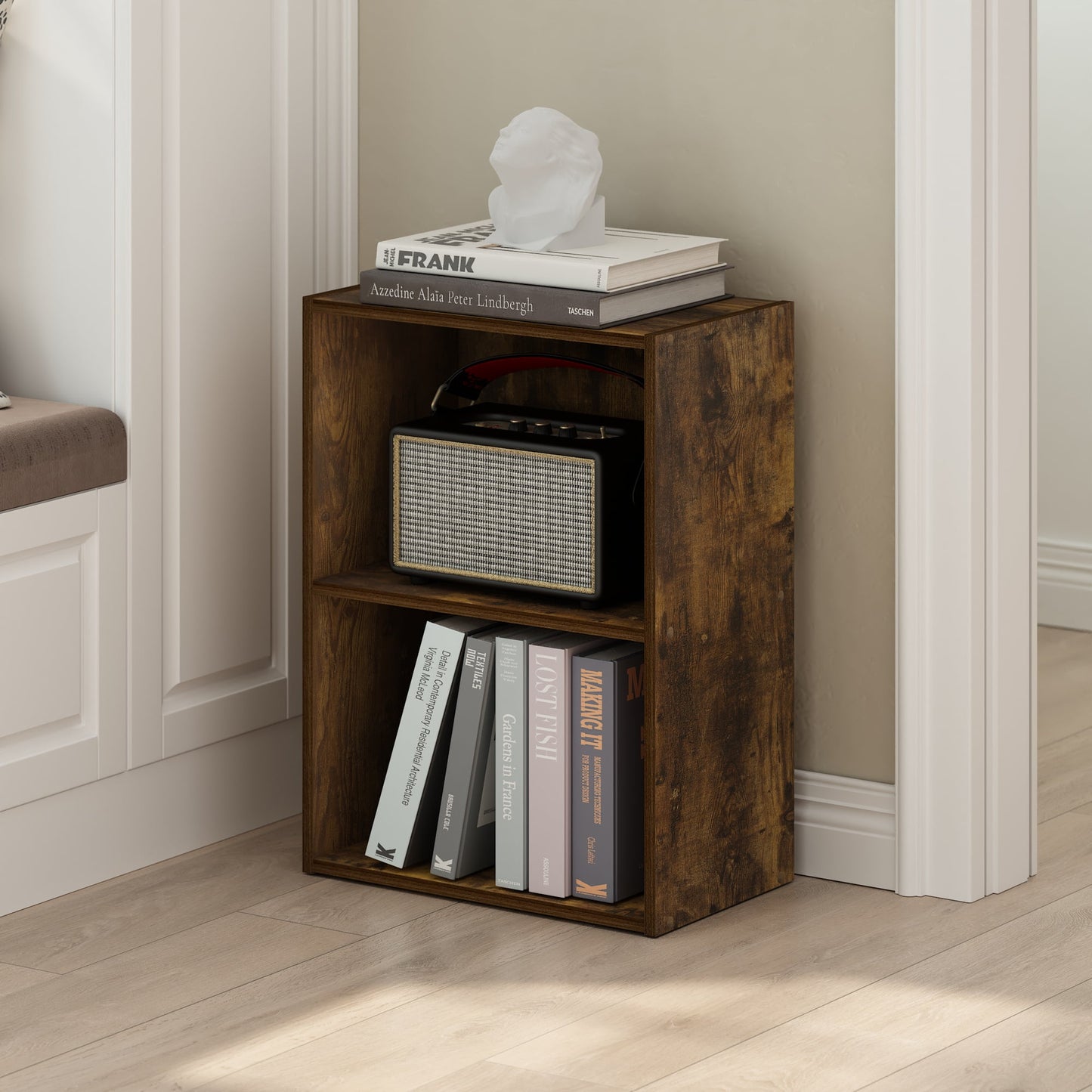 Furinno LUDER 2-Tier Open Shelf Bookcase in Amber Pine