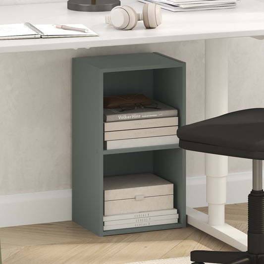 Furinno PASIR 2-Tier Modern Bookshelf Open Shelves Bookcase Sage Green