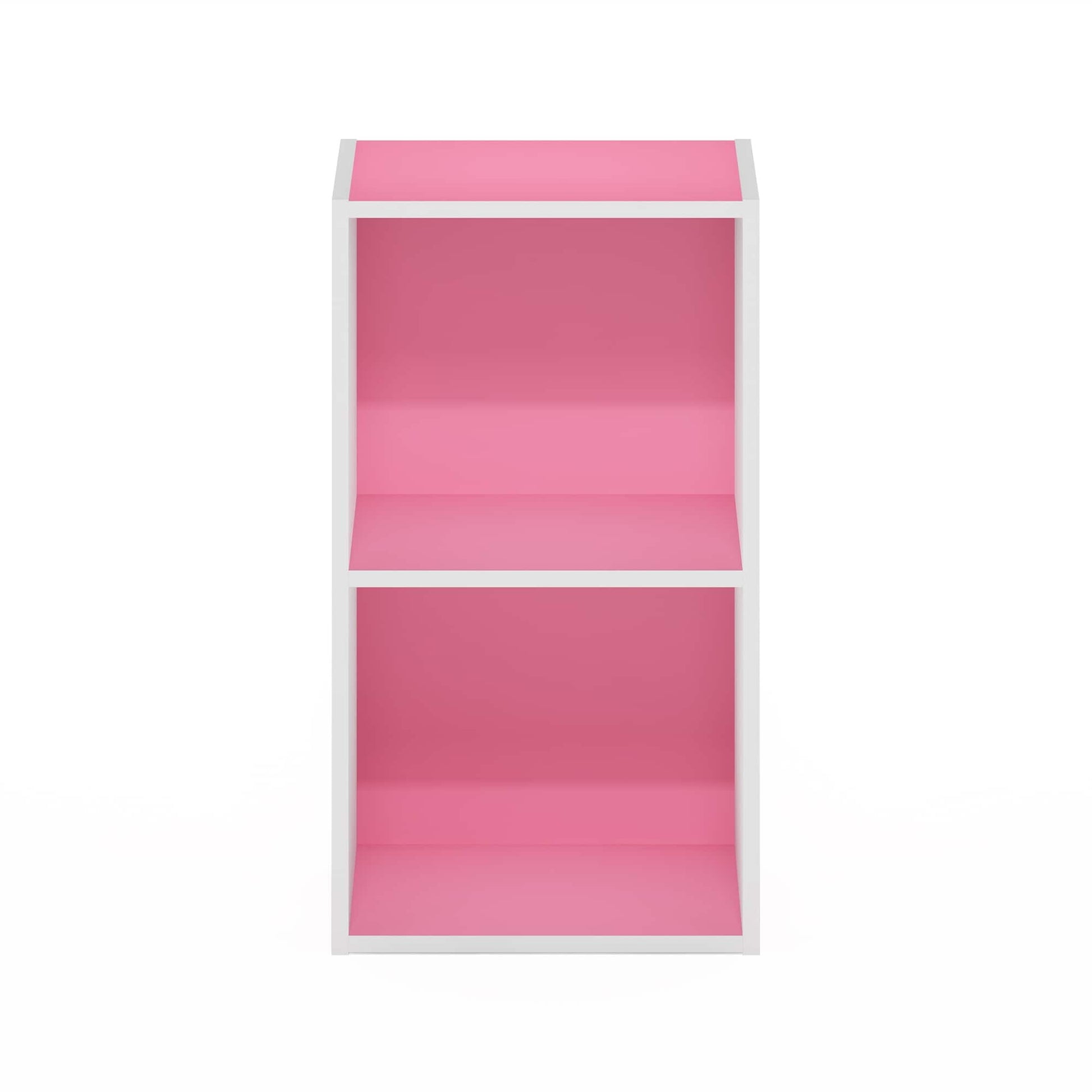 Furinno Pasir 2-Tier Open Shelf Bookcase Pink/White