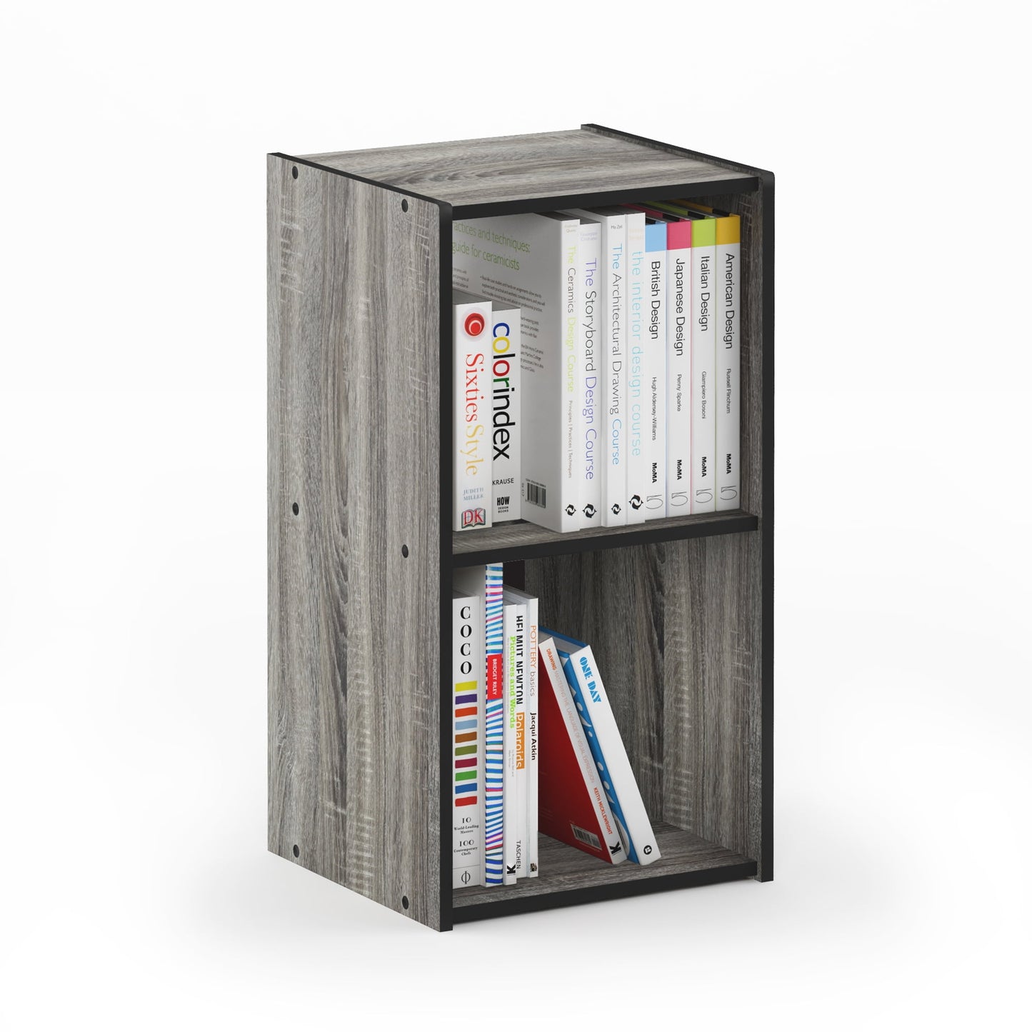 Furinno PELLI CUBIC Storage Cabinet in 2x1 in French Oak/Black