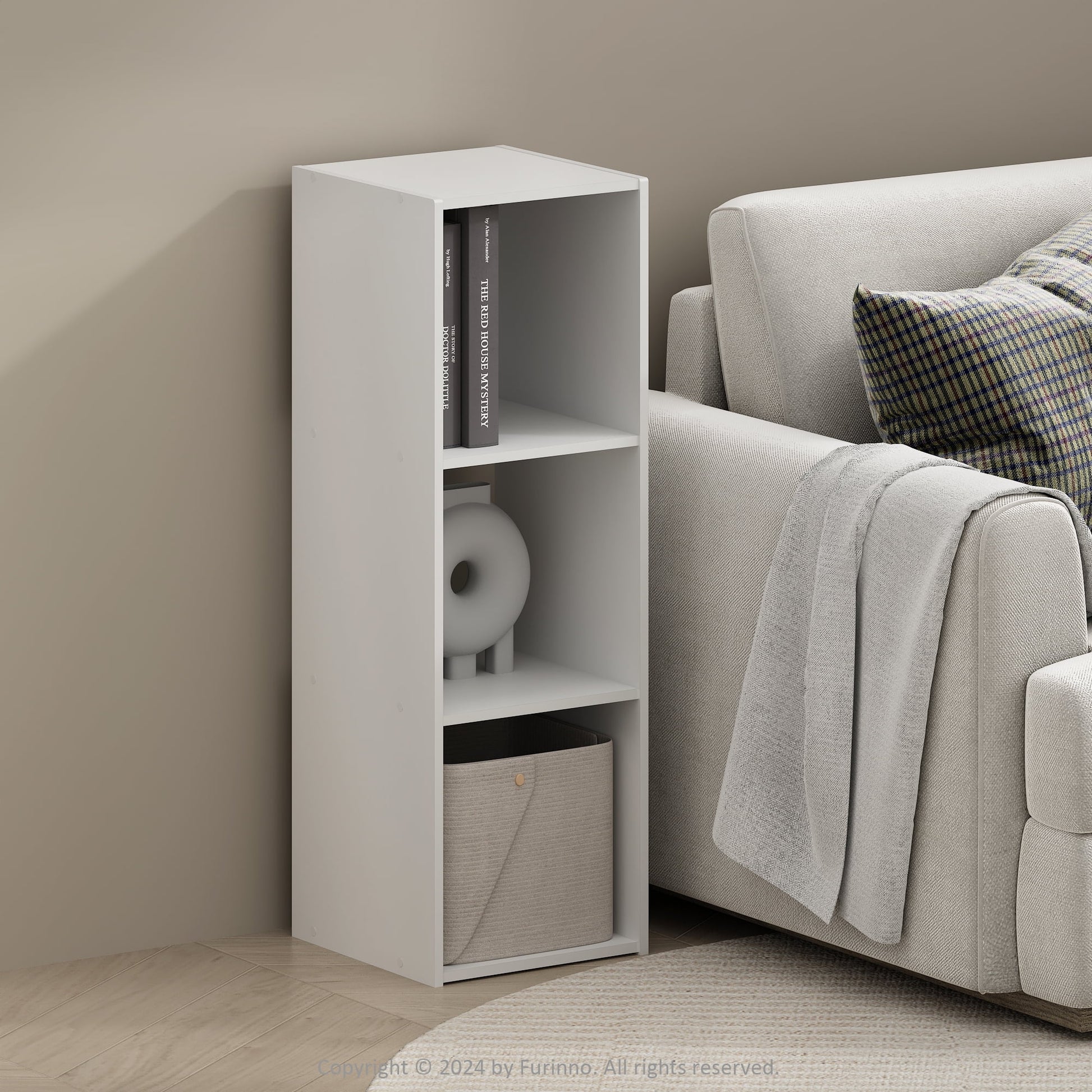 Furinno Pelli Cubic Storage Cabinet in Bookcase in Bookshelf in 3-Cube in White