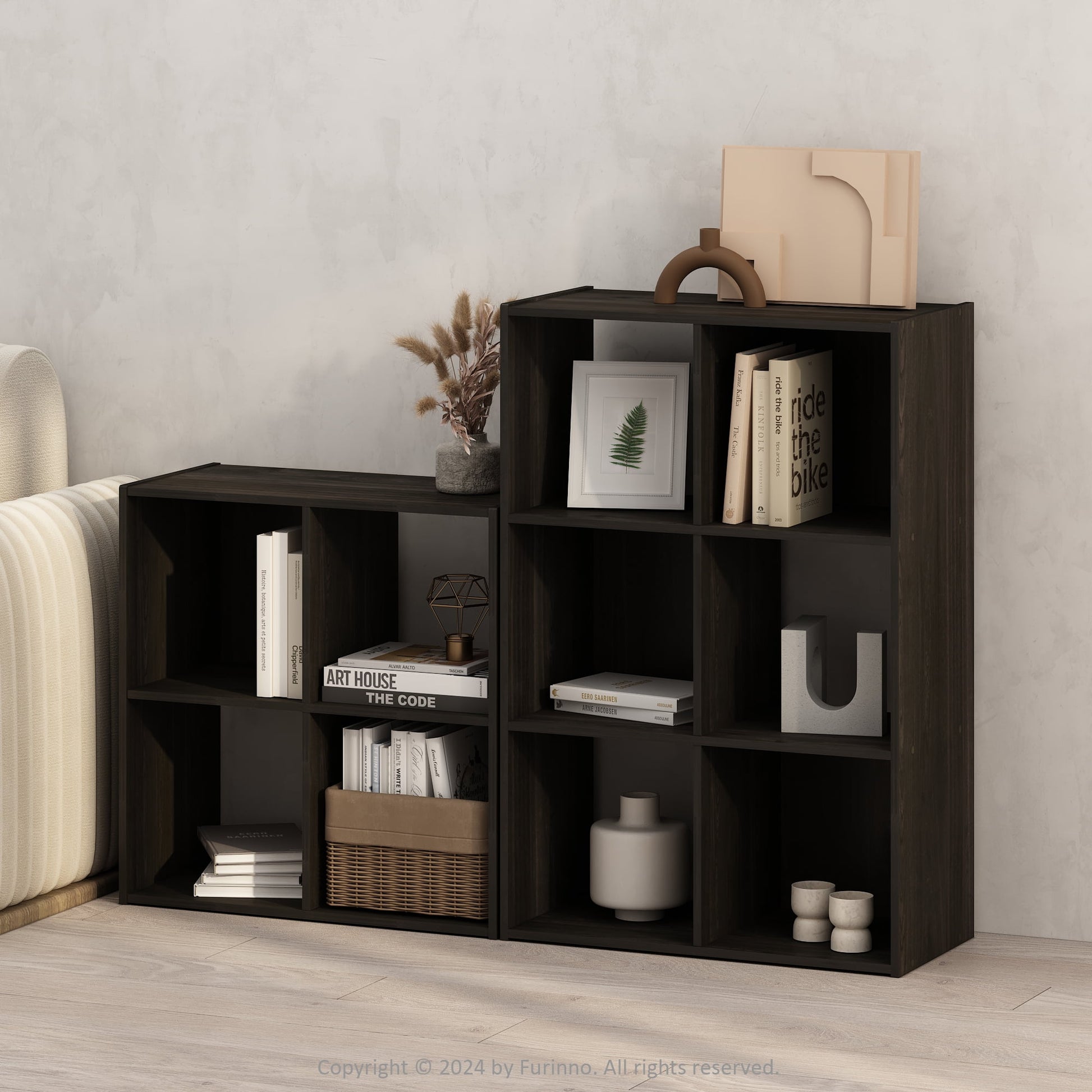 Furinno Pelli Gabinete de Almacenamiento CÃºbico en EstanterÃ­a en Librero en Espresso de 6 Cubos