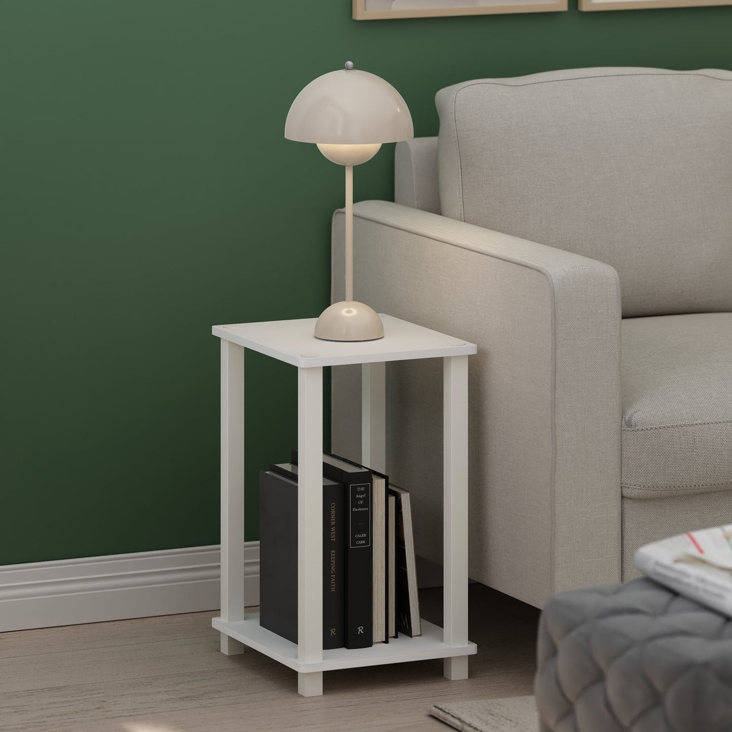 Furinno SIMPLISTIC End Table in Small in White/White