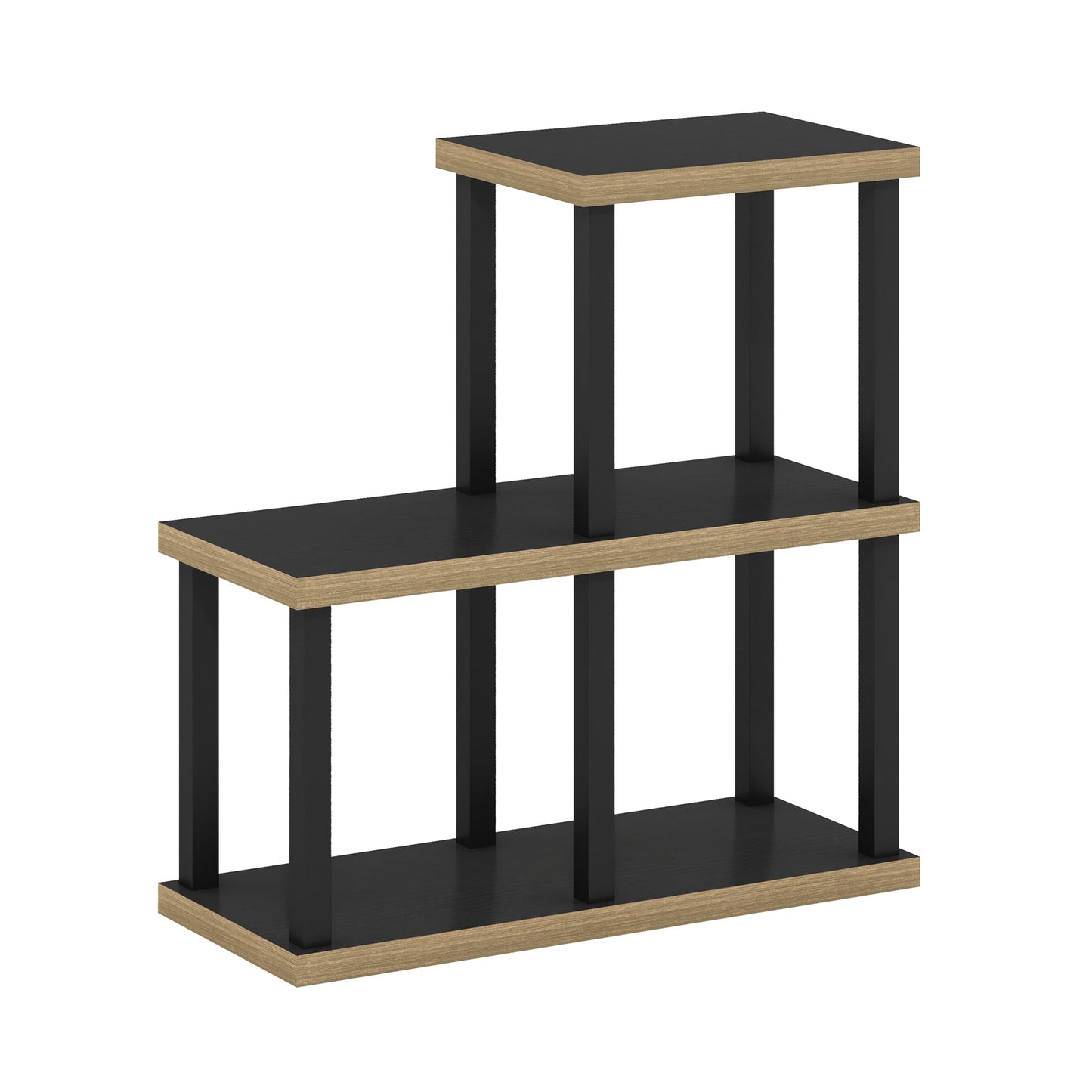 Furinno TURN-N-TUBE Storage Shelves, 3-Cube Book Shelf, Accent Display Shelf, Toolless Open Shelves, Square Tubes, for Organization and Storage, Living Room, Garage, Home Office, Dark Americano