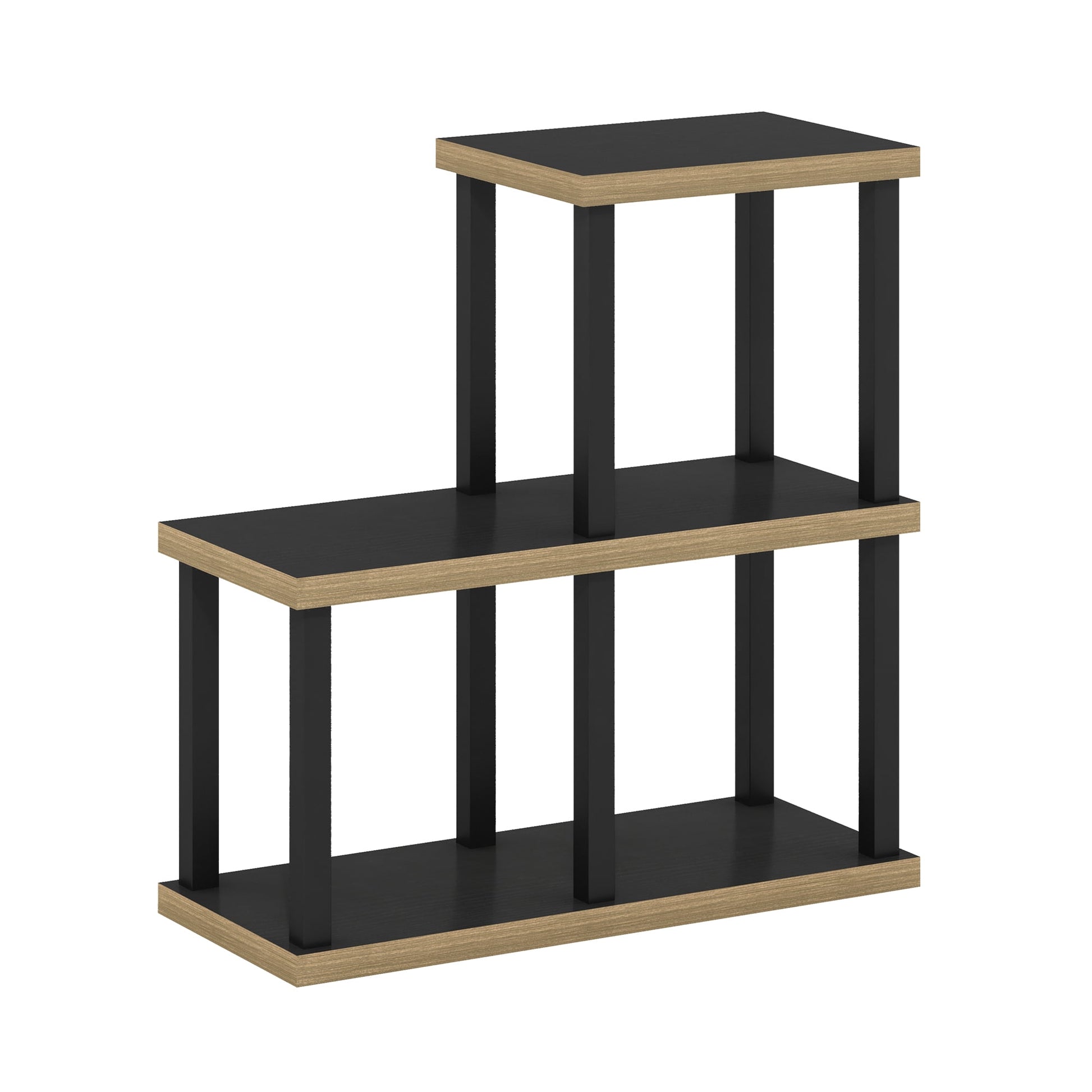 Furinno TURN-N-TUBE Storage Shelves, 3-Cube Book Shelf, Accent Display Shelf, Toolless Open Shelves, Square Tubes, for Organization and Storage, Living Room, Garage, Home Office, Dark Americano