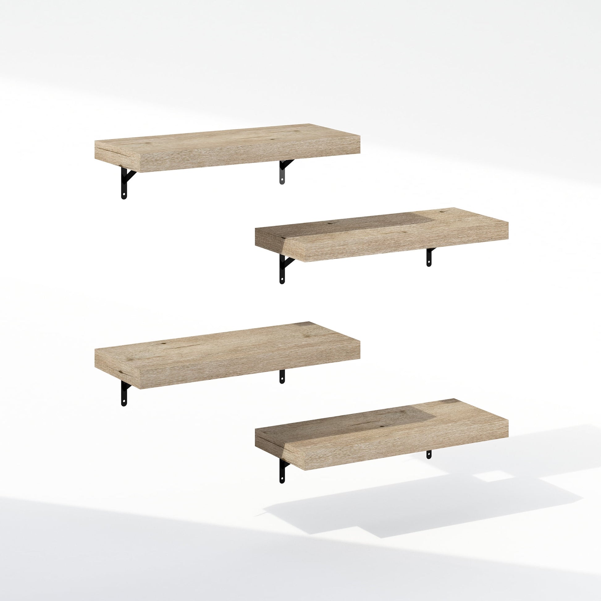 Furinno Tanna 22-Inch Wall Mounted Bathroom Floating Display Shelves, Natural, Set of 4