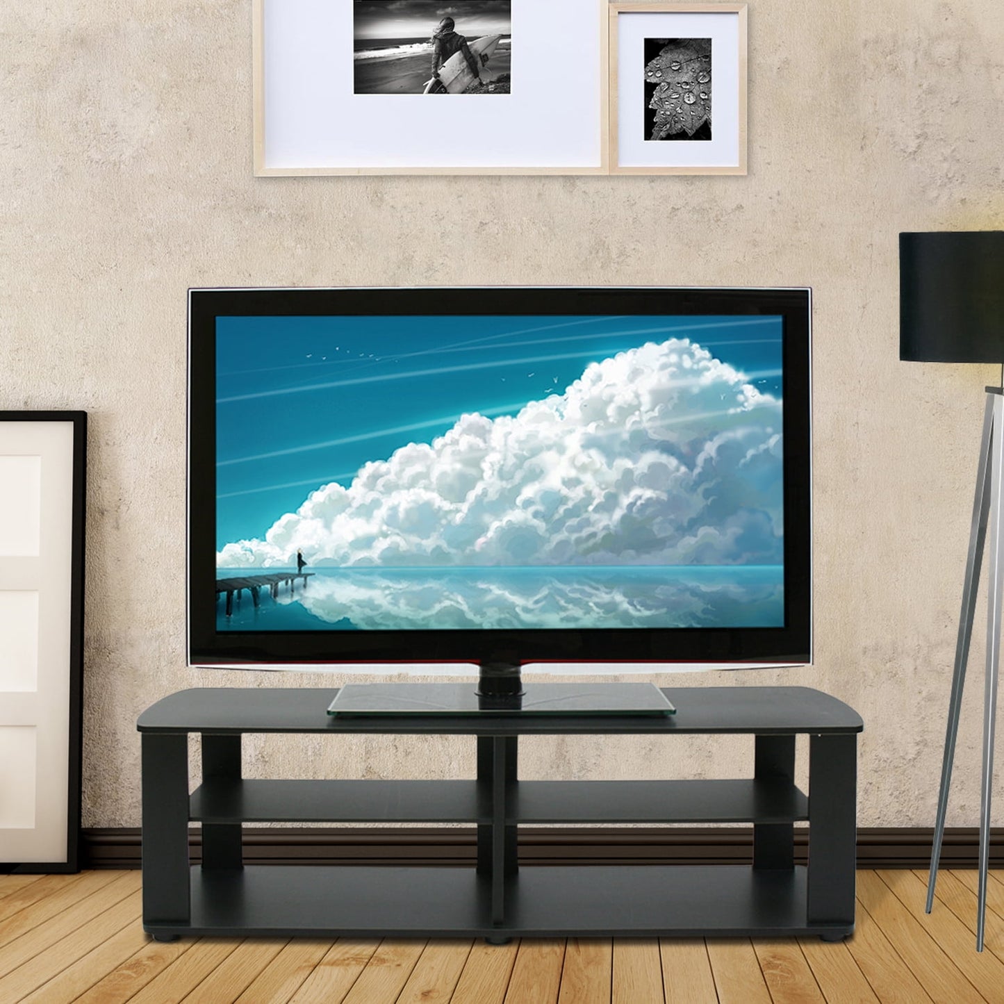 Furinno 11191BK THE Entertainment Center TV Stand, Black