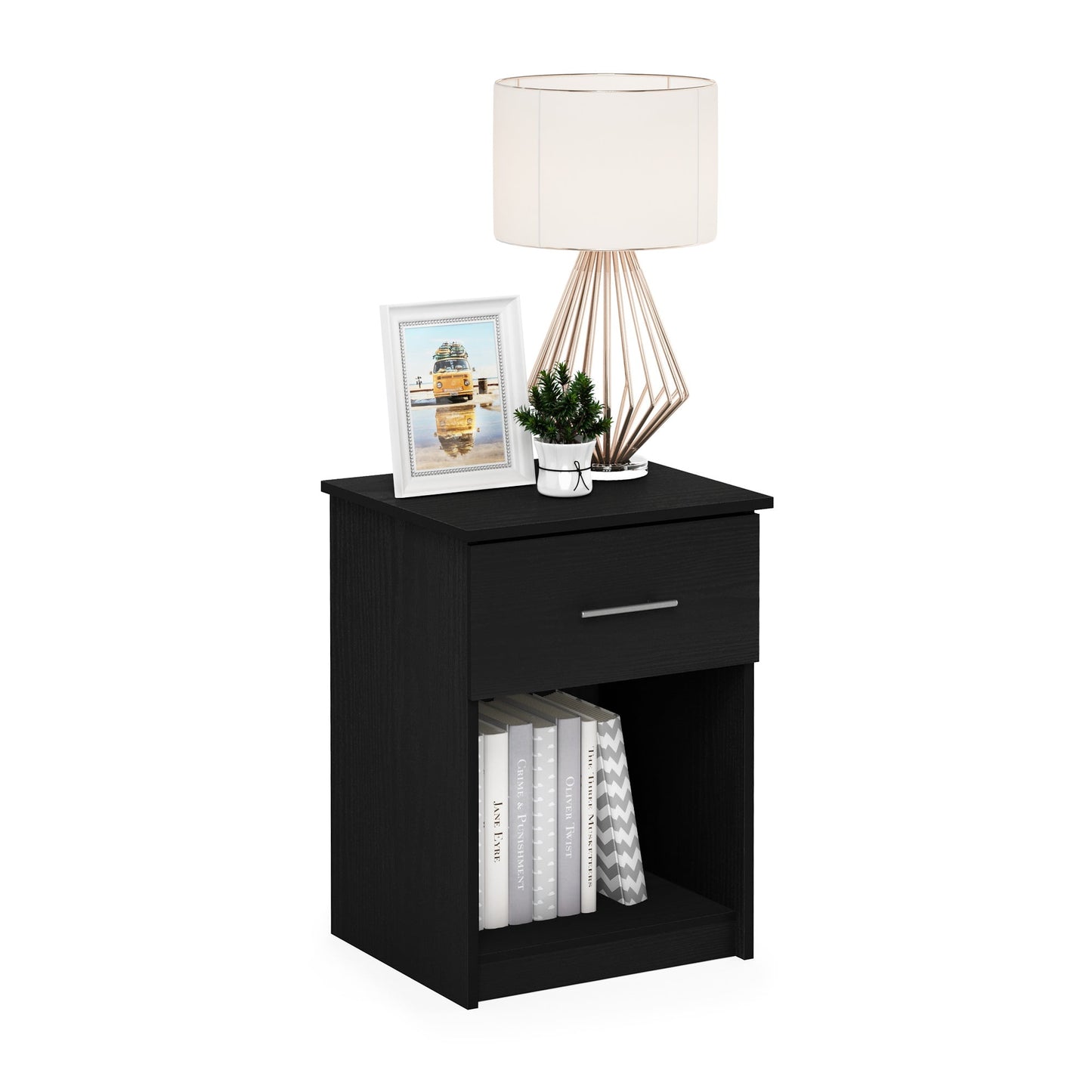 Furinno Tidur Nightstand with Handle with One Drawer, Americano