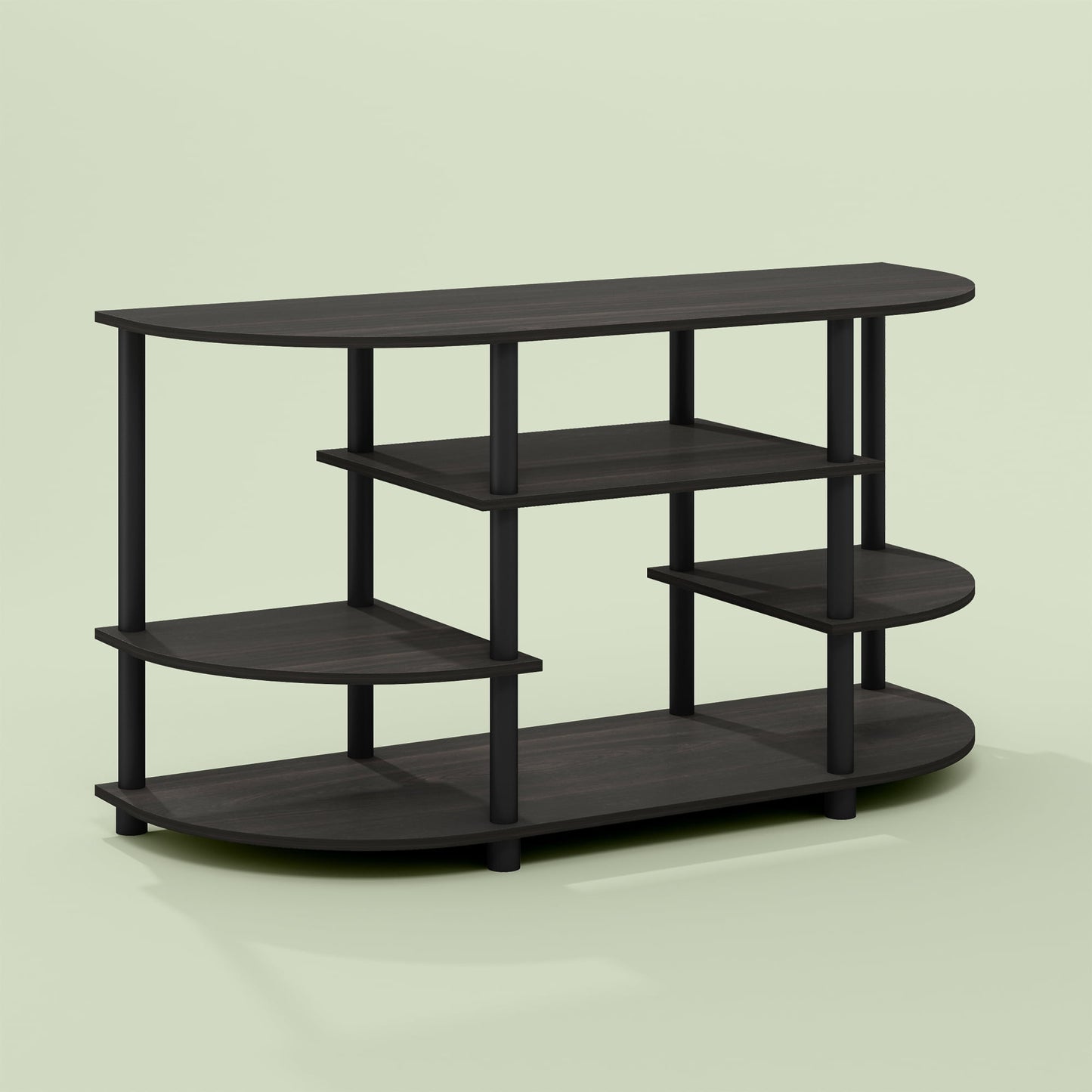 Furinno Tomi Easy Assembly Corner TV Stand with Shelves, Espresso