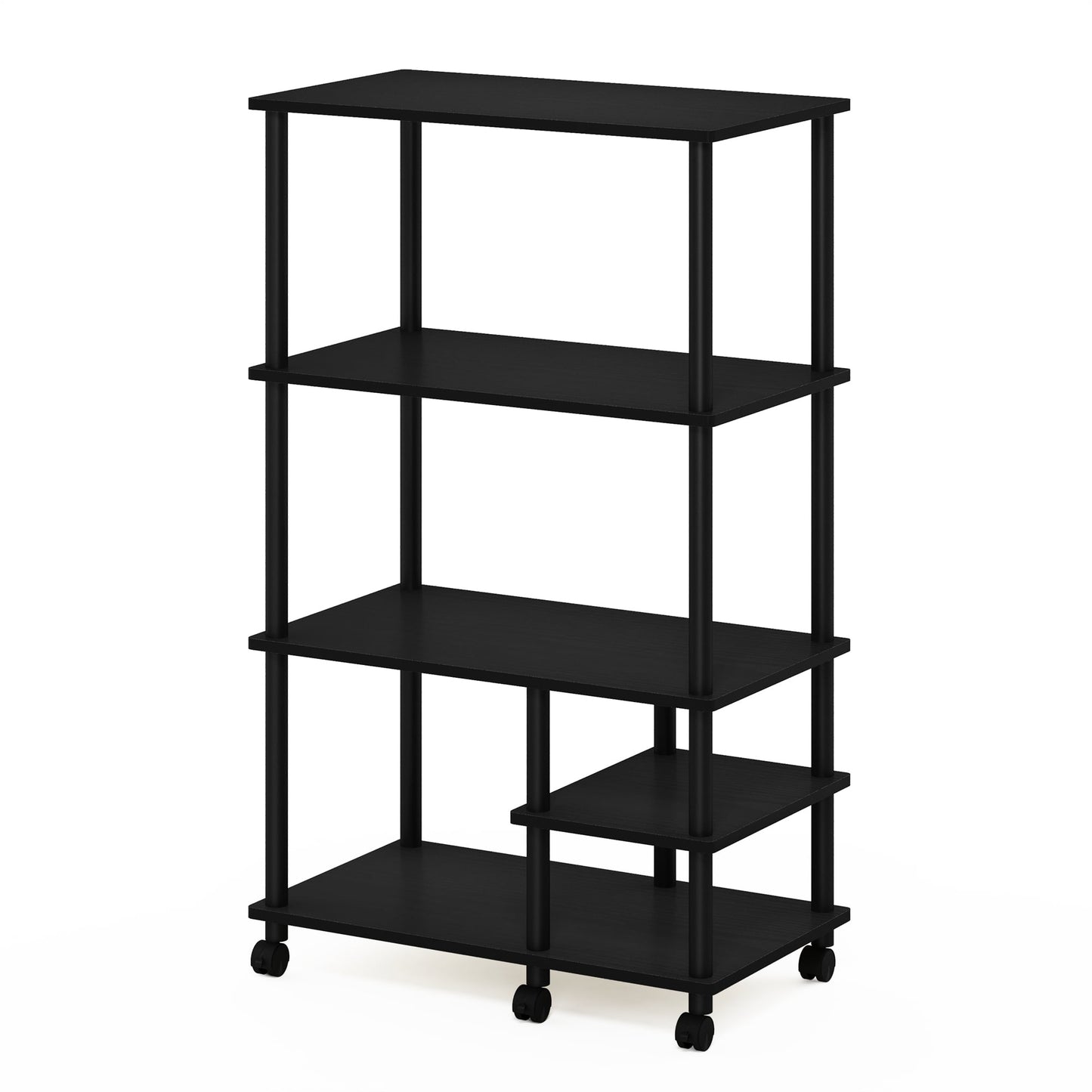 Furinno TURN-N-TUBE 4-Tier Toolless Kitchen Shelf Cart in Americano/Black