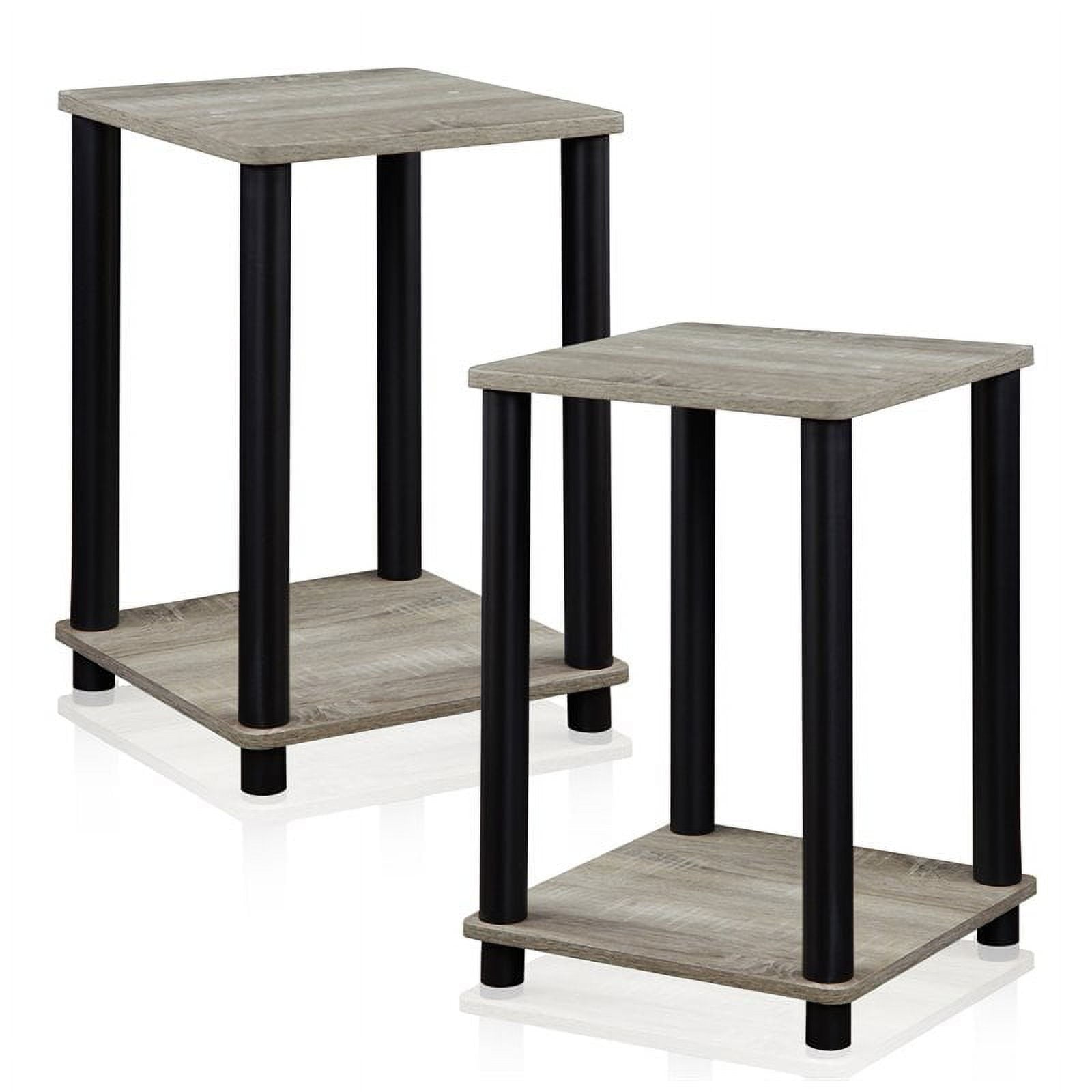 Furinno Turn-N-Tube Engineered Wood End Table, French Oak/Black, Set of 2