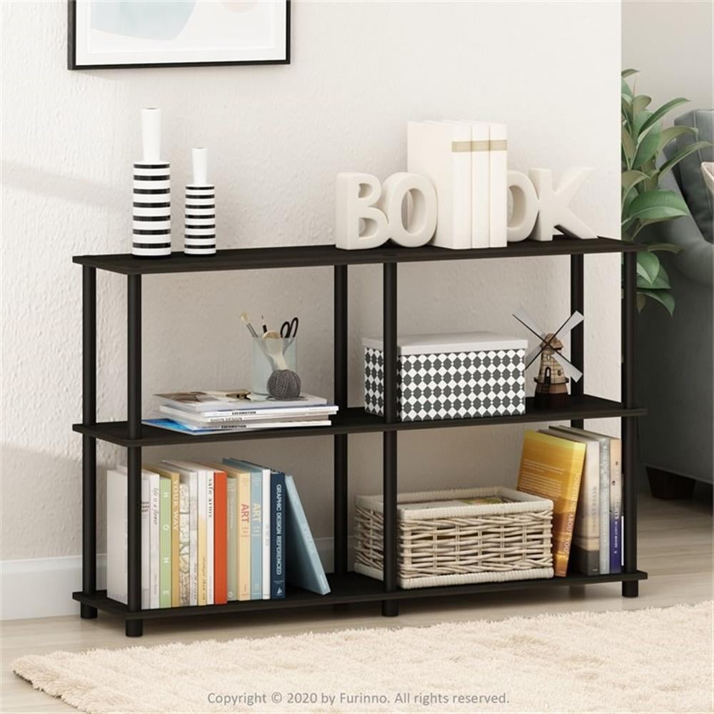 Furinno Turn-N-Tube No-Tools 3-Tier Double Size Storage Display Rack, Espresso with Black