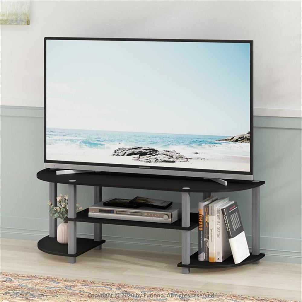 Furinno TURN-S-TUBE Wood TV Entertainment Center for TV up to 42" in Black/Gray