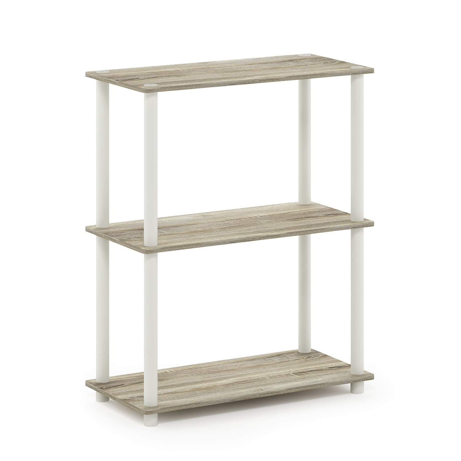 Furinno Mesa Auxiliar de 3 Niveles Estilo Industrial con Estructura de Metal, Mesa Lateral, Roble FinlandÃ©s