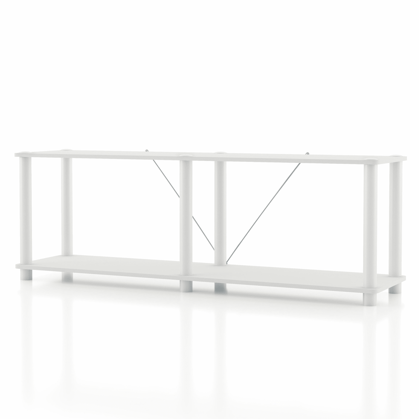 Furniture of America Brooks Adult Open Display Shelf Bookcase, 2-Tier 47-inch TV Stand, White