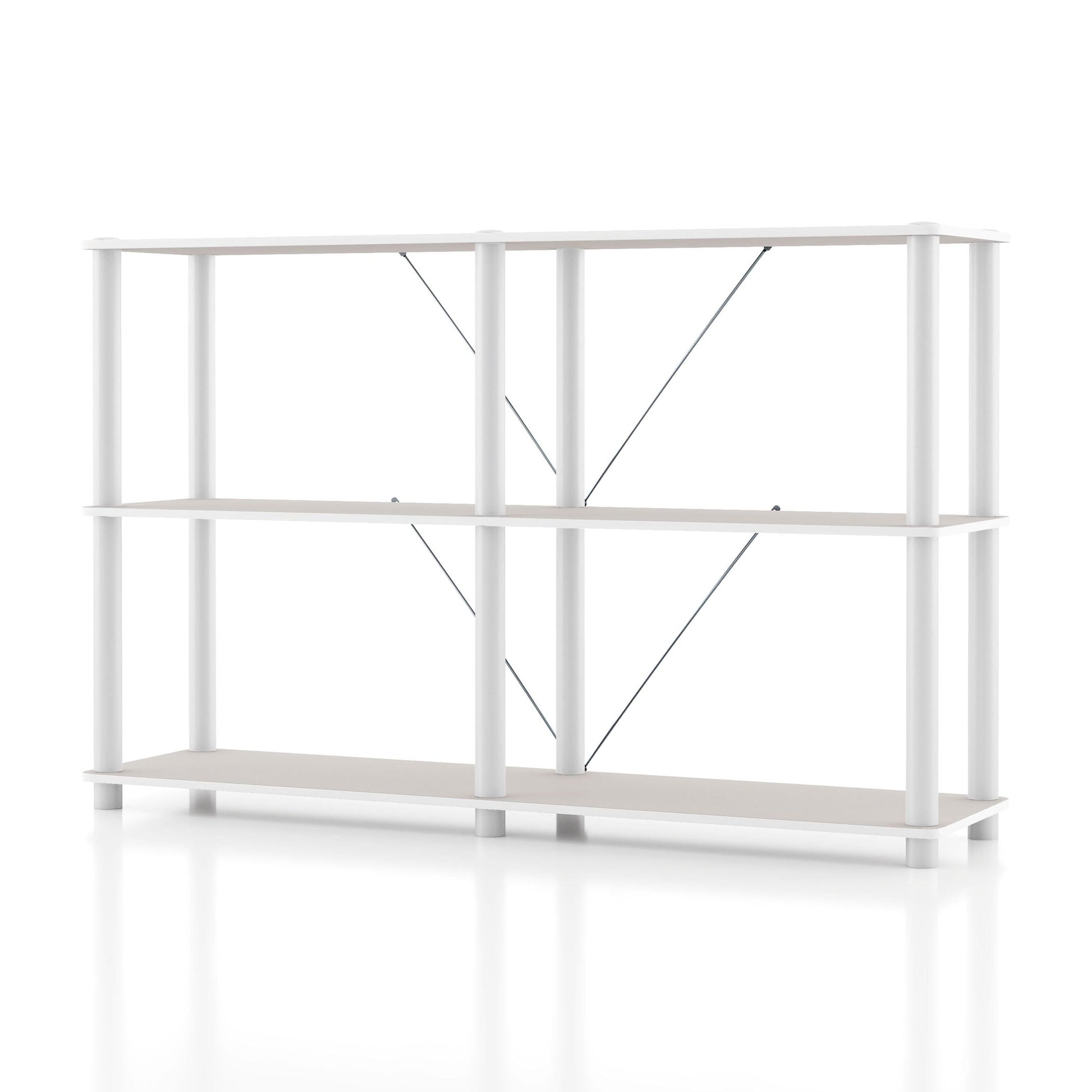 Furniture of America Brooks Adult Open Display Shelf Bookcase, 3-Tier 47-inch Console Table, Greige