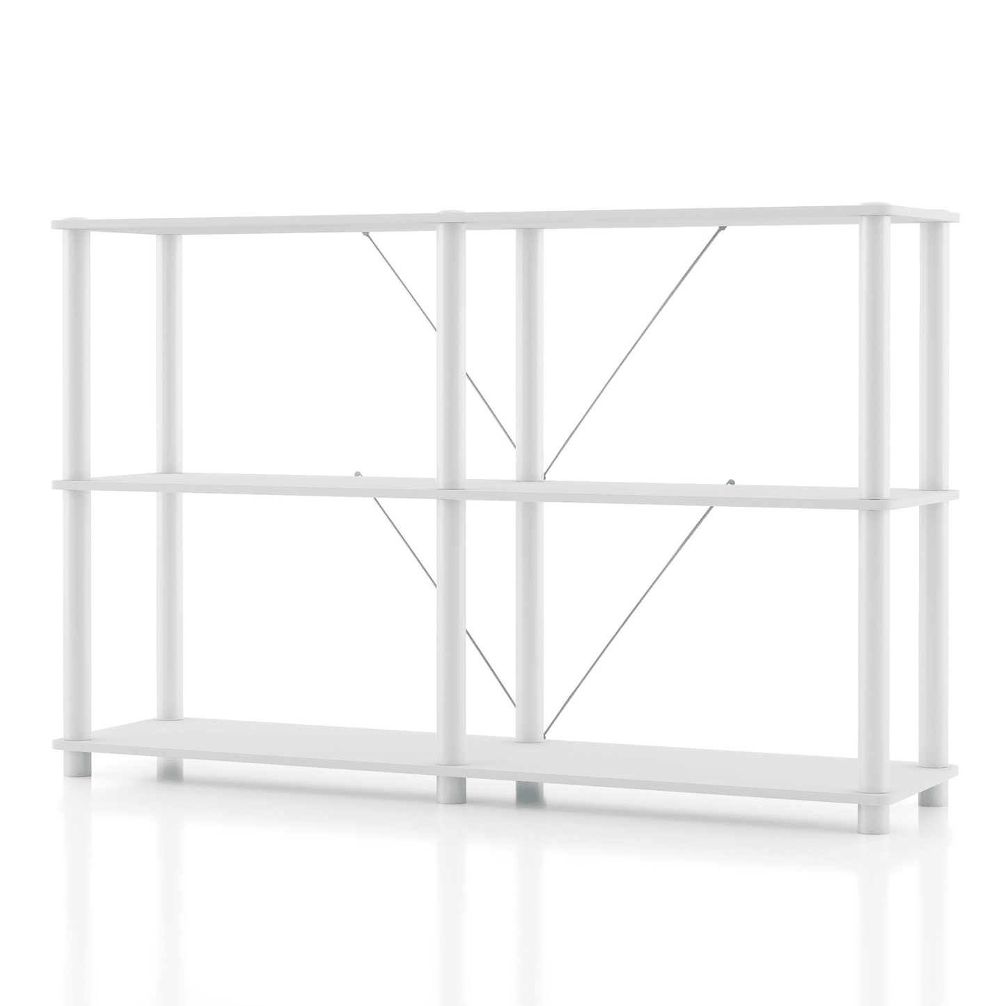 Furniture of America Brooks Adult Open Display Shelf Bookcase, 3-Tier 47-inch Sofa Table, White