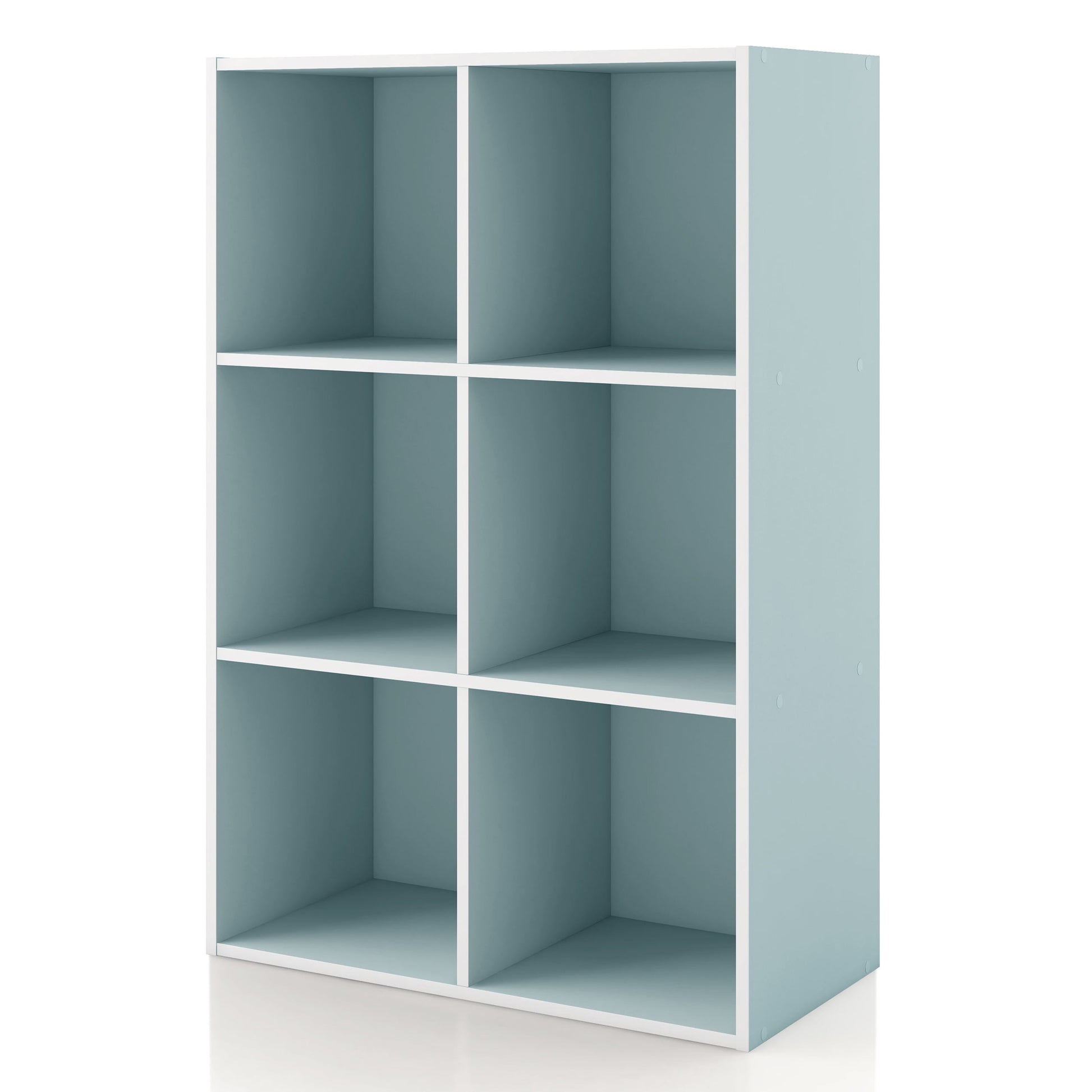 Furniture of America Brooks Stackable 6-Cube Wood Light Blue Kids Bookcase