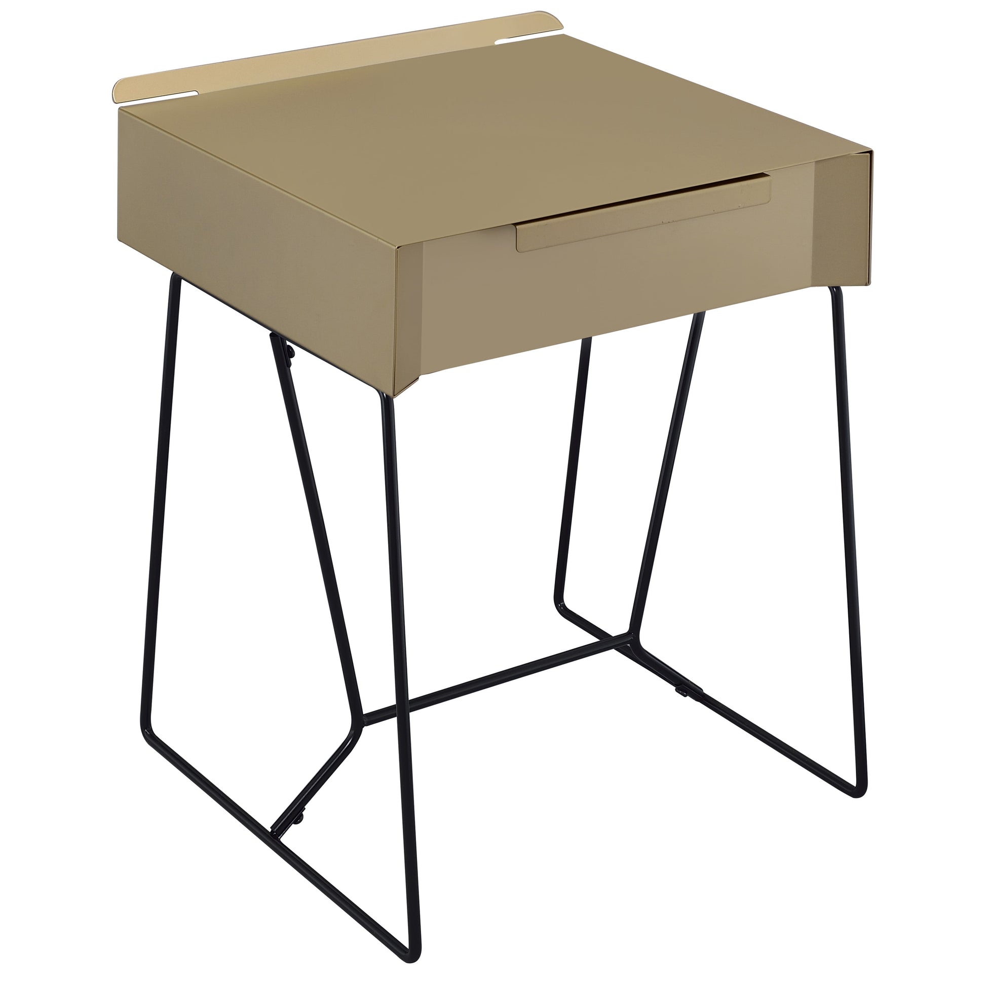 Furniture of America Herbit Metal with Drawer Side Table, Yellow