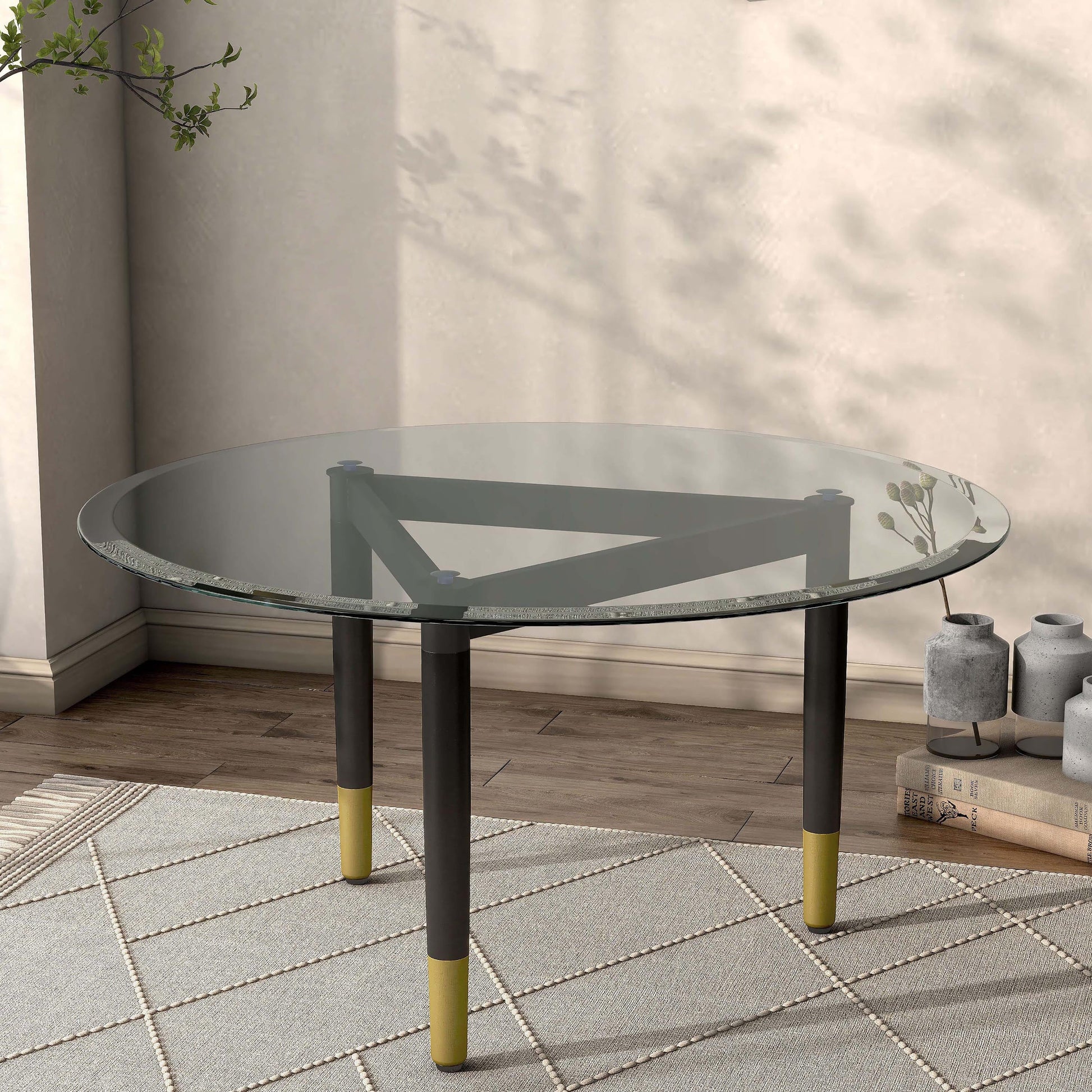 Furniture of America Modu Solid Wood Black Indoor Coffee Table Base Legs