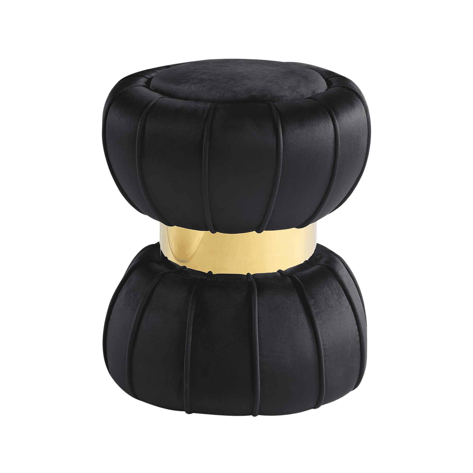 Furniture of America Rigi Modern 15" Velvet Fabric Round Stool, Black