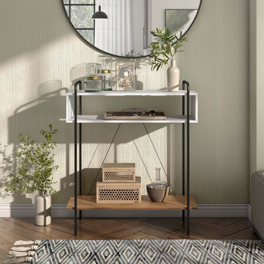 Furniture of America Shaye 2-Shelf Wood White Console Table