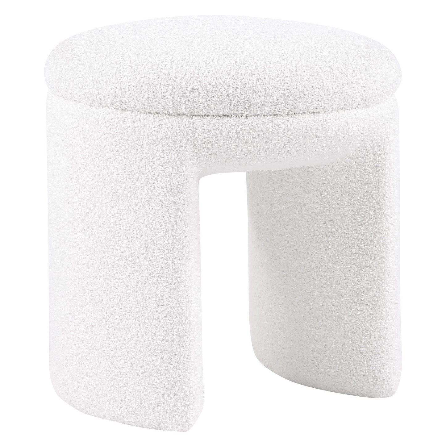 Furniture of America Thia Modern 18" Upholstered U-Shaped Stool, Beige