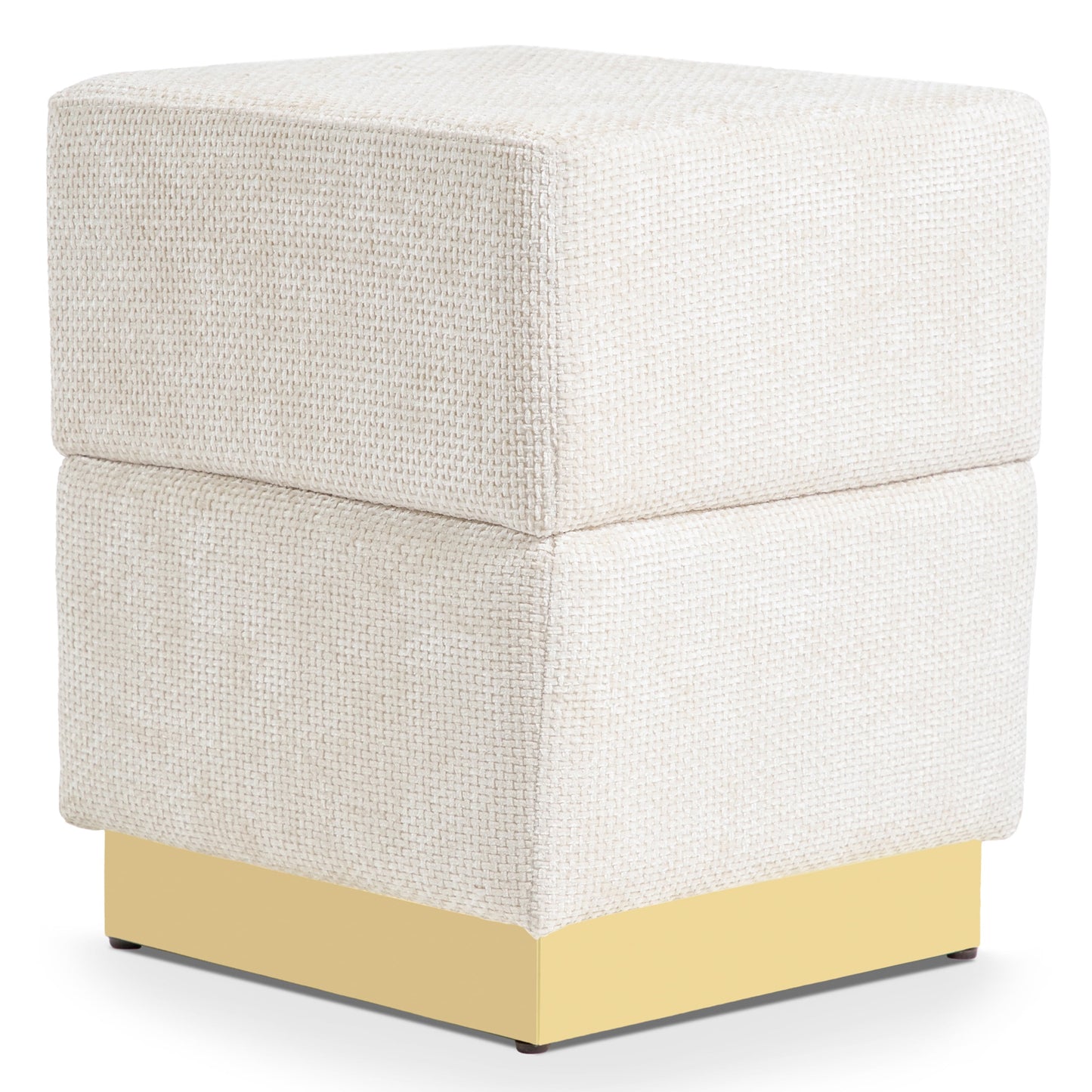 Furniture of America Vena Modern 15" Chenille Fabric Square Storage Stool, Beige