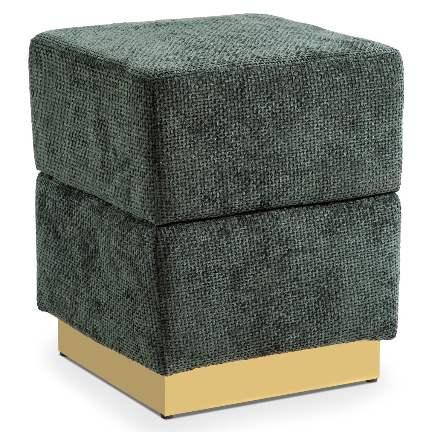 Furniture of America Vena Modern 15" Chenille Fabric Square Storage Stool, Green
