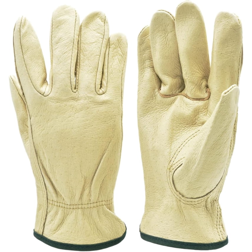 G & F Grain Pigskin Leather Work Gloves, 3 Pairs, X-Large, Genuine Leather Work Gloves for Men & Women, Driver Gloves for Construction, Auto, Farm, Warehouse & General Work