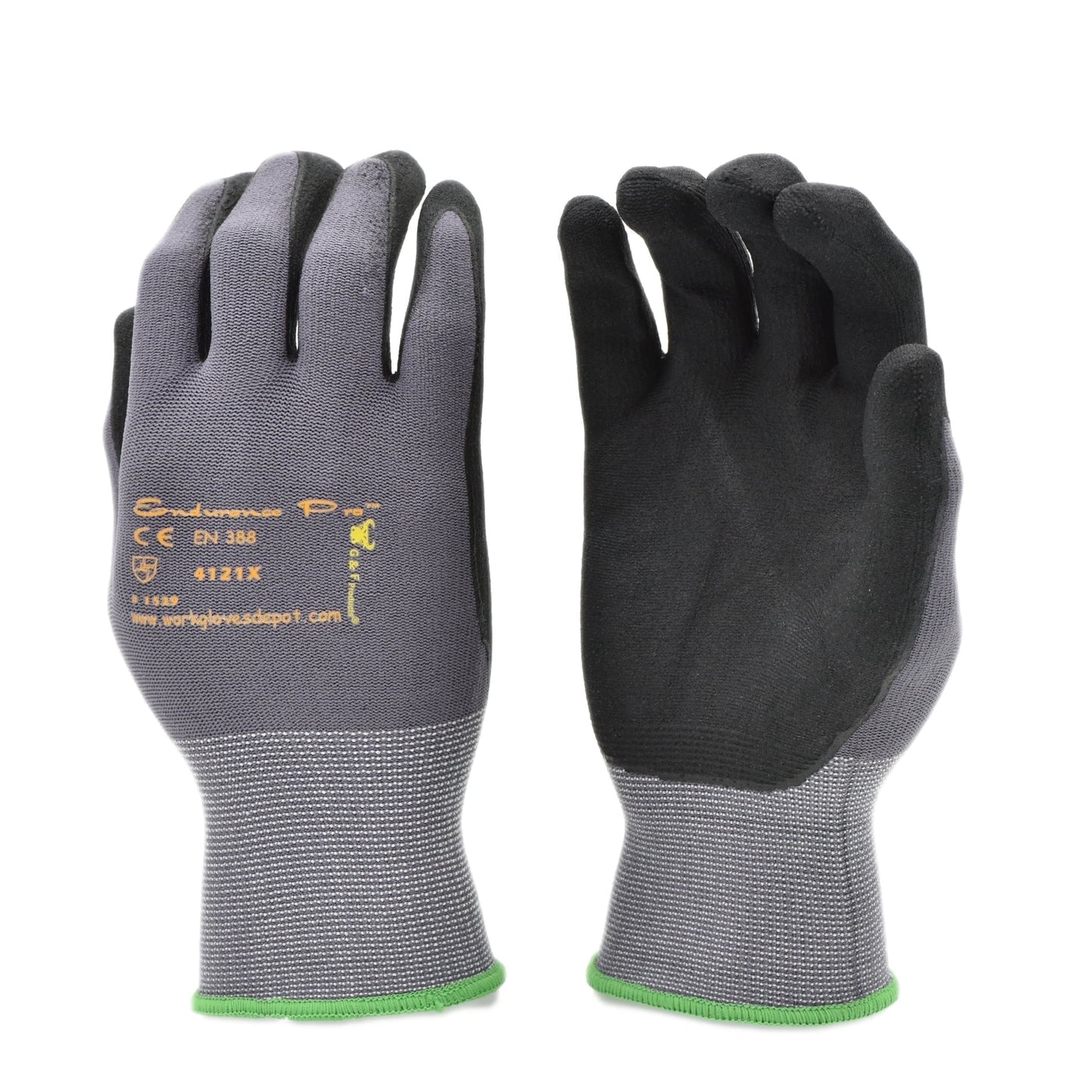 G & F Seamless Knit Nylon Work Gloves, 12 Pairs, Micro-Foam Nitrile Coated Grip Gloves for Men & Women, Gardening, Construction, Warehouse & General Purpose, Black, Medium