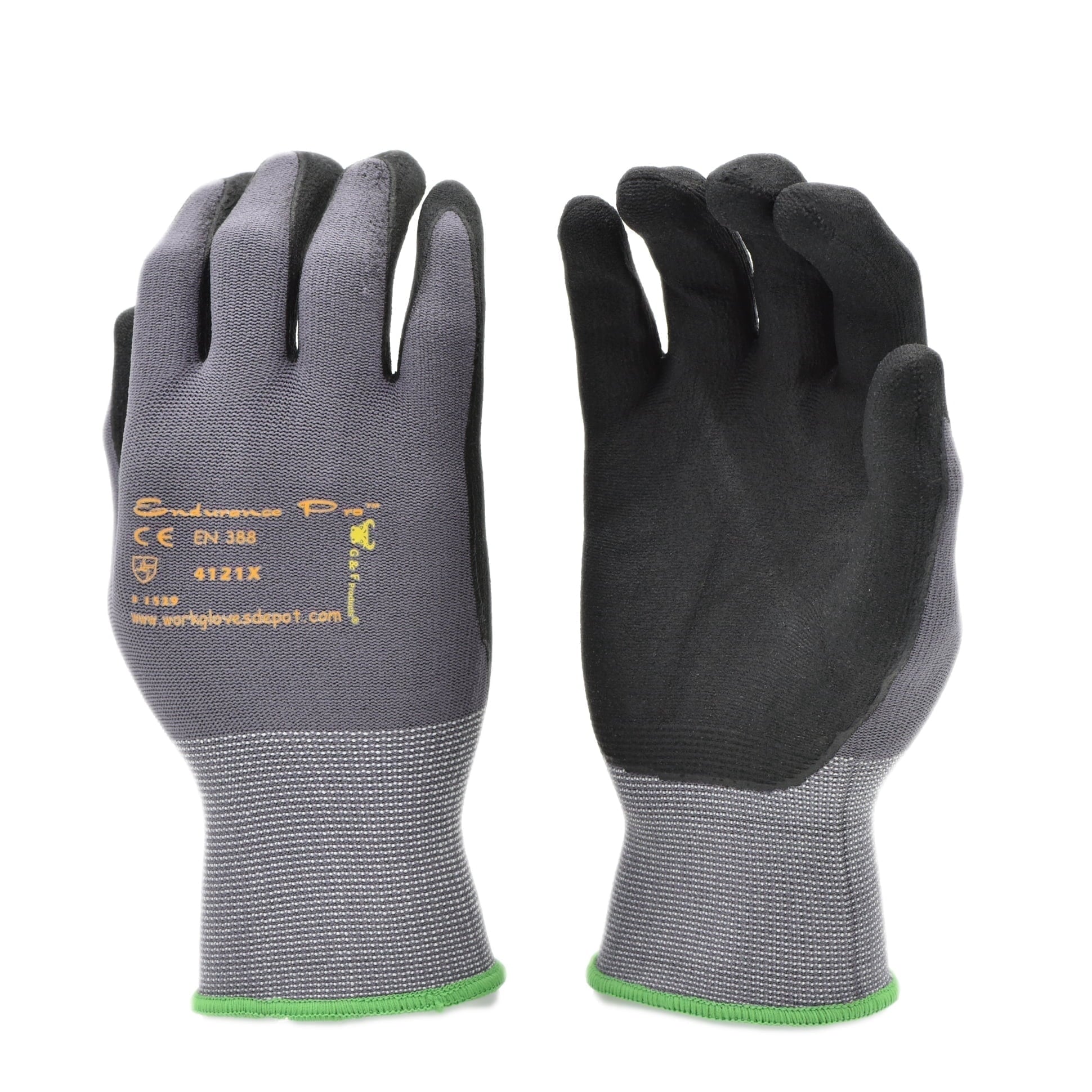 G & F Seamless Knit Nylon Work Gloves, 12 Pairs, Micro-Foam Nitrile Coated Grip Gloves for Men & Women, Gardening, Construction, Warehouse & General Purpose, Black, Medium