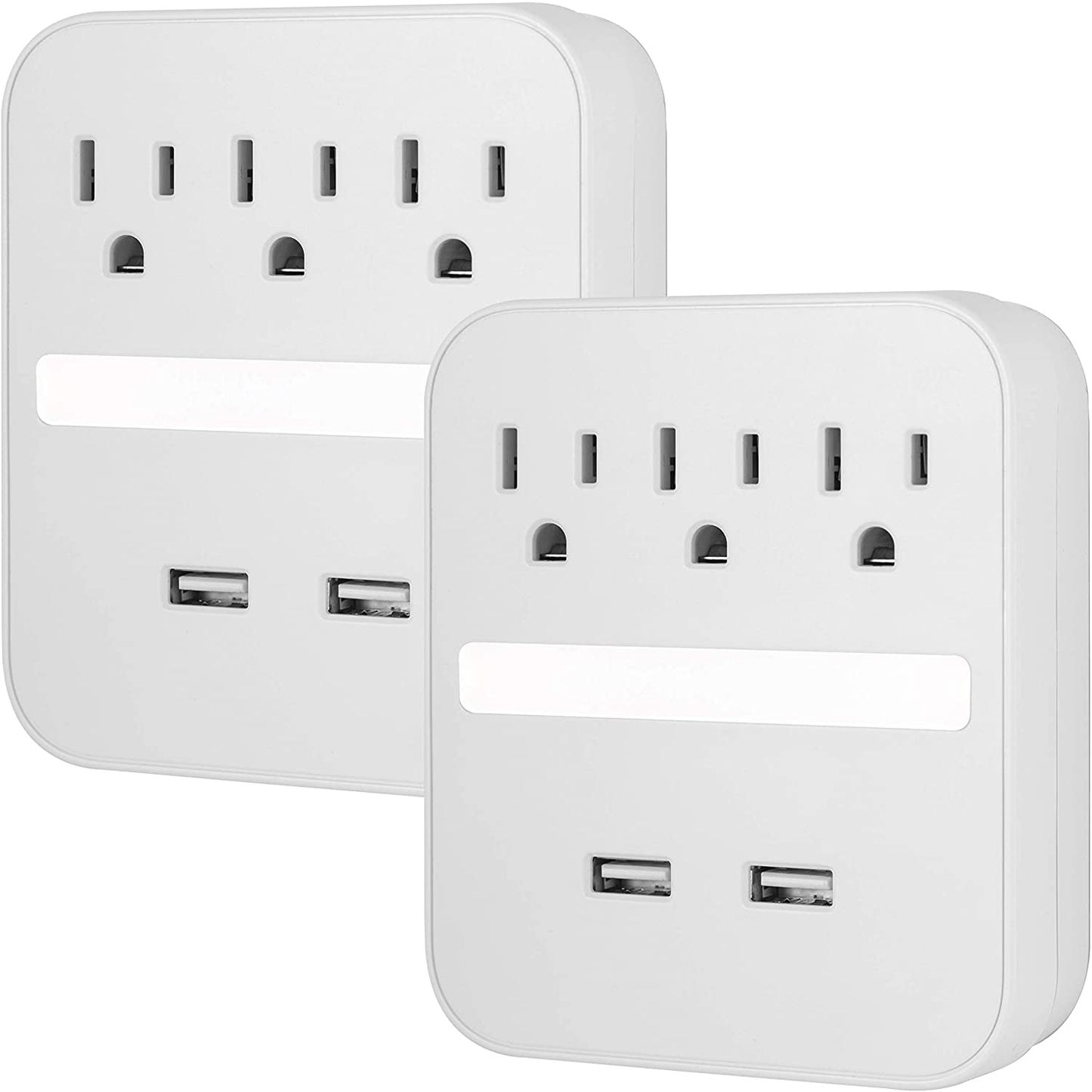 GE Pro USB-Charging Surge Protector Tap with Light, White, 2pk â€“ 50049