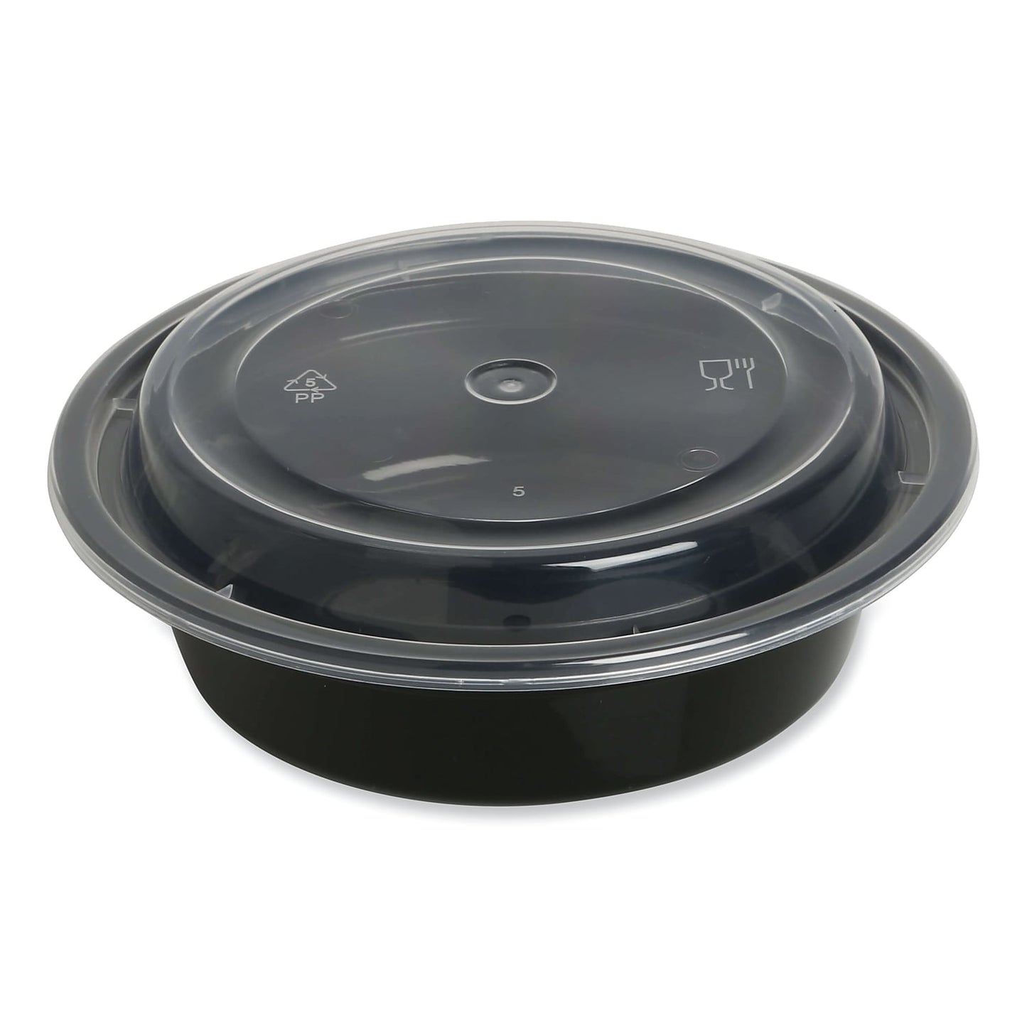 GEN Food Container with Lid 16 oz 6.29 x 6.29 x 1.96 Black/Clear Plastic 150/Carton TORND16