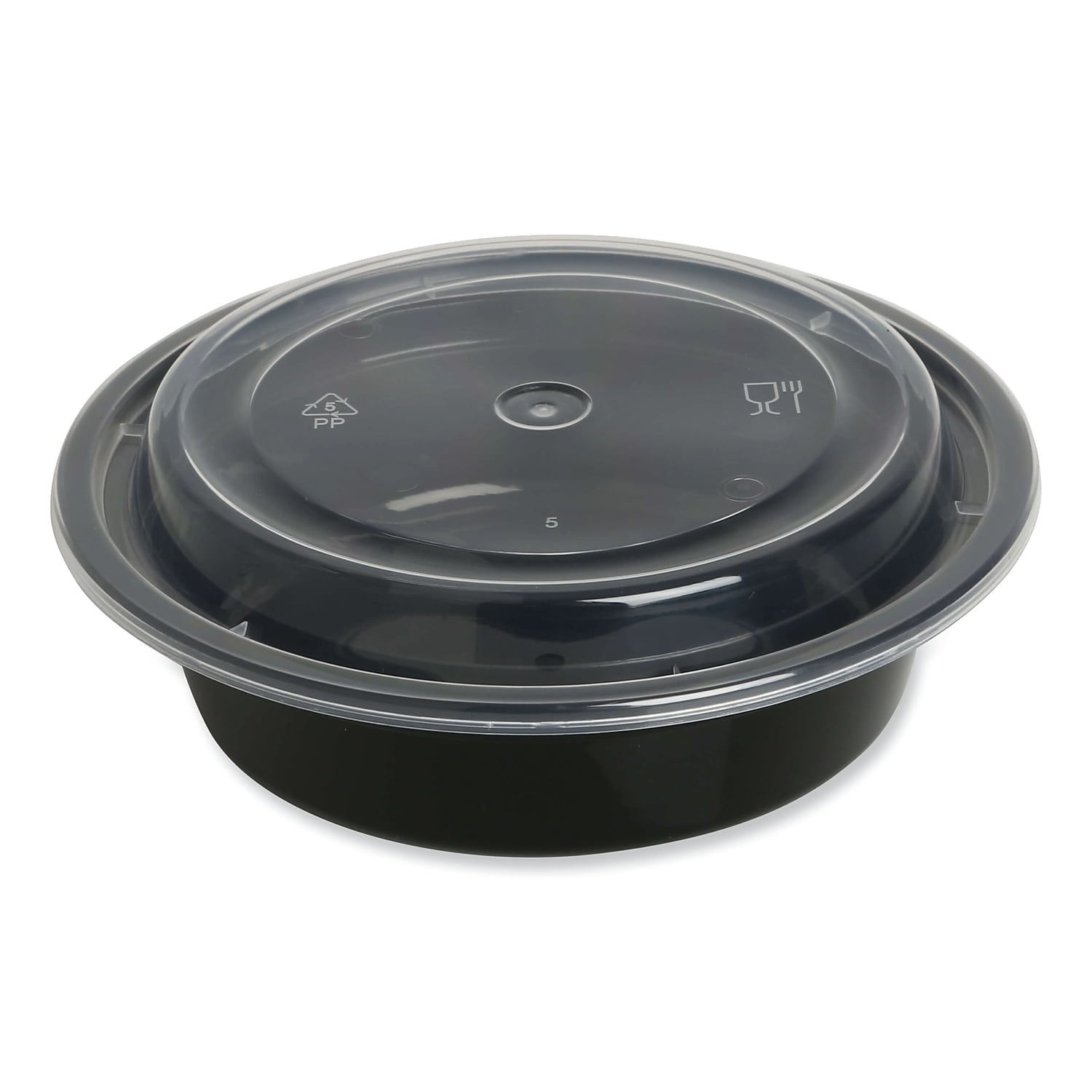GEN Food Container with Lid 16 oz 6.29 x 6.29 x 1.96 Black/Clear Plastic 150/Carton TORND16