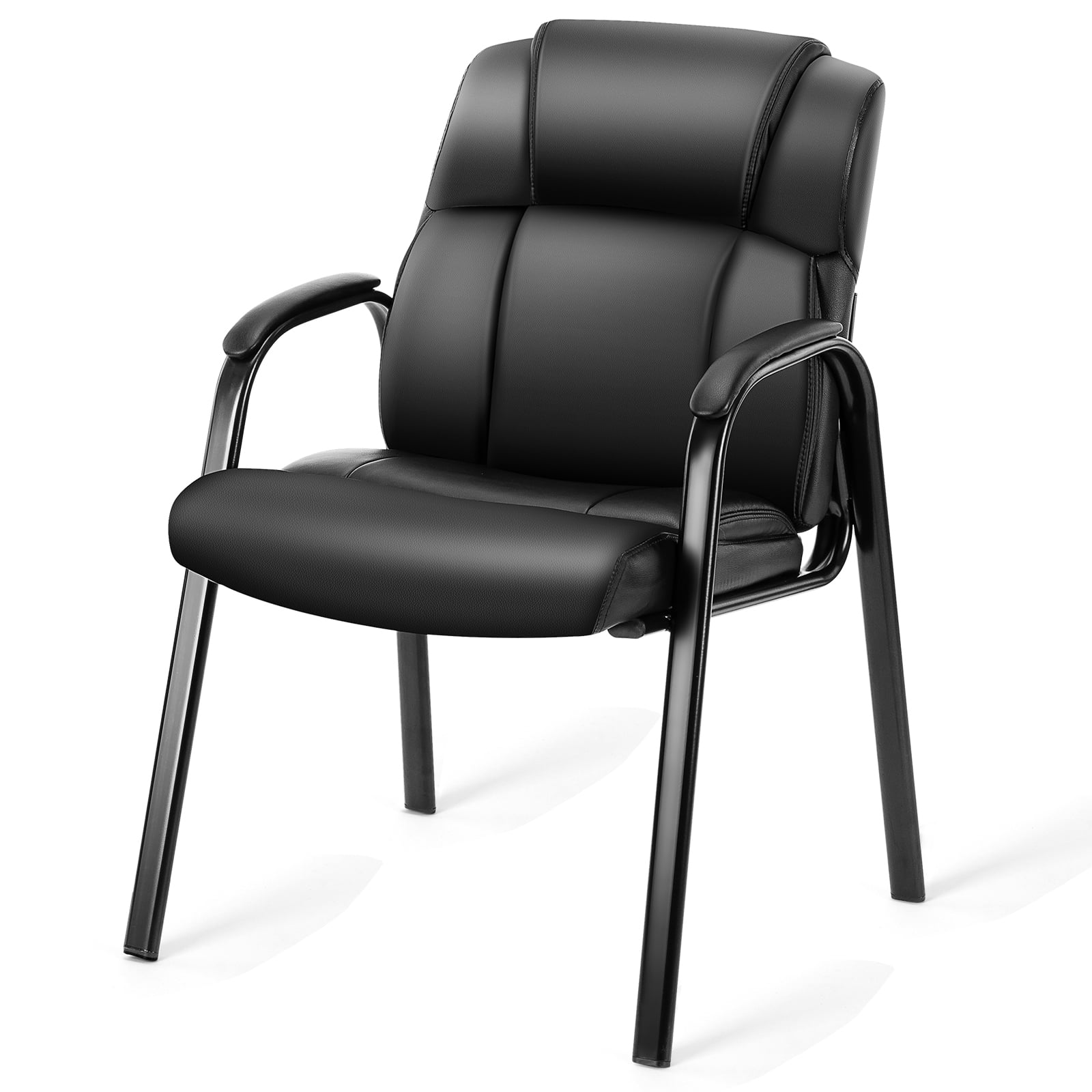 GIANNA 2 Pack Faux Leather Waiting Room Chair, Office Guest Chair with Padded Arms, for Reception, Conference, Meeting, or Home Use, Basic Black