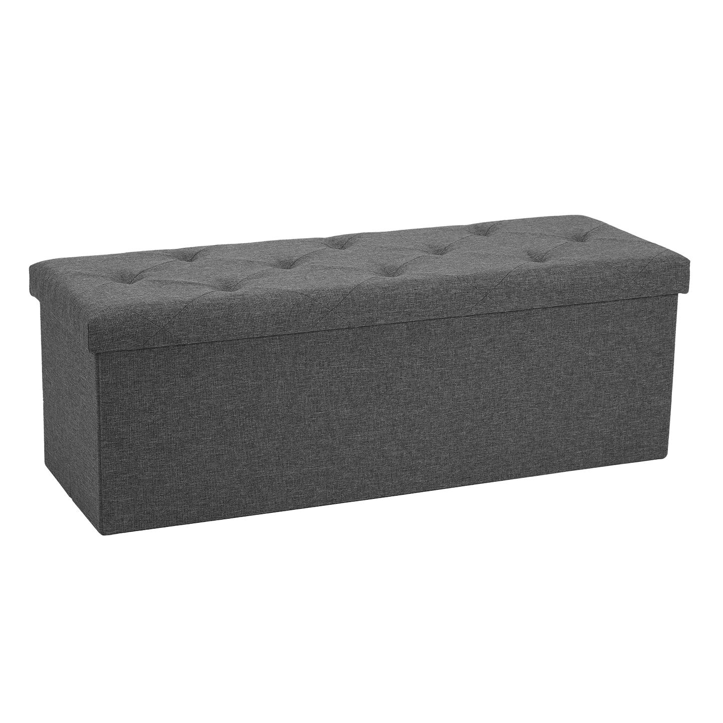 JIOABL 30" Folding Storage Ottoman Bench, PVC material, Foot Rest Stool Storage Chest, Black