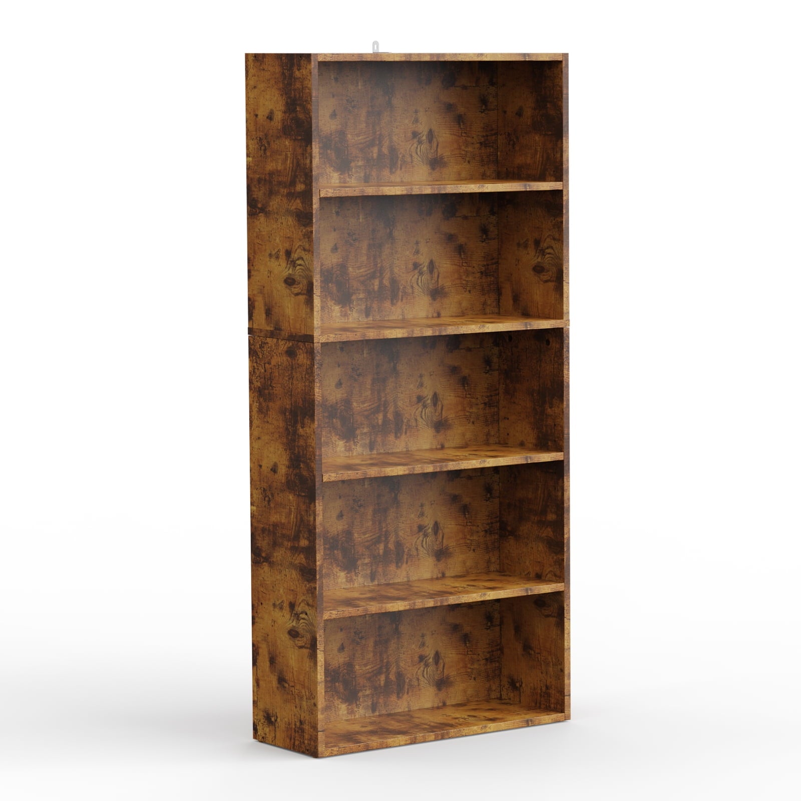 GIANNA 5-Shelf Bookcase, Floor Standing Storage Shelves, Rustic Brown