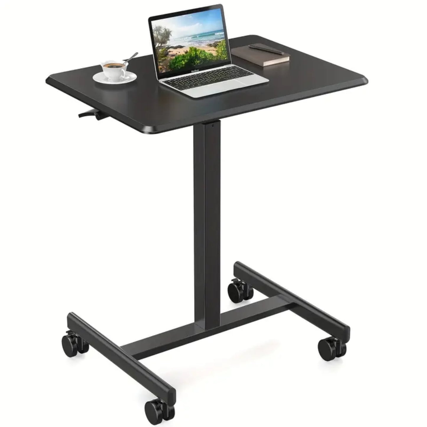 GIANNA Mobile Height Adjustable Laptop Stand Computer Workstation for Sitting Classroom Home Office Medical Table w/Wheels, Flat Desk