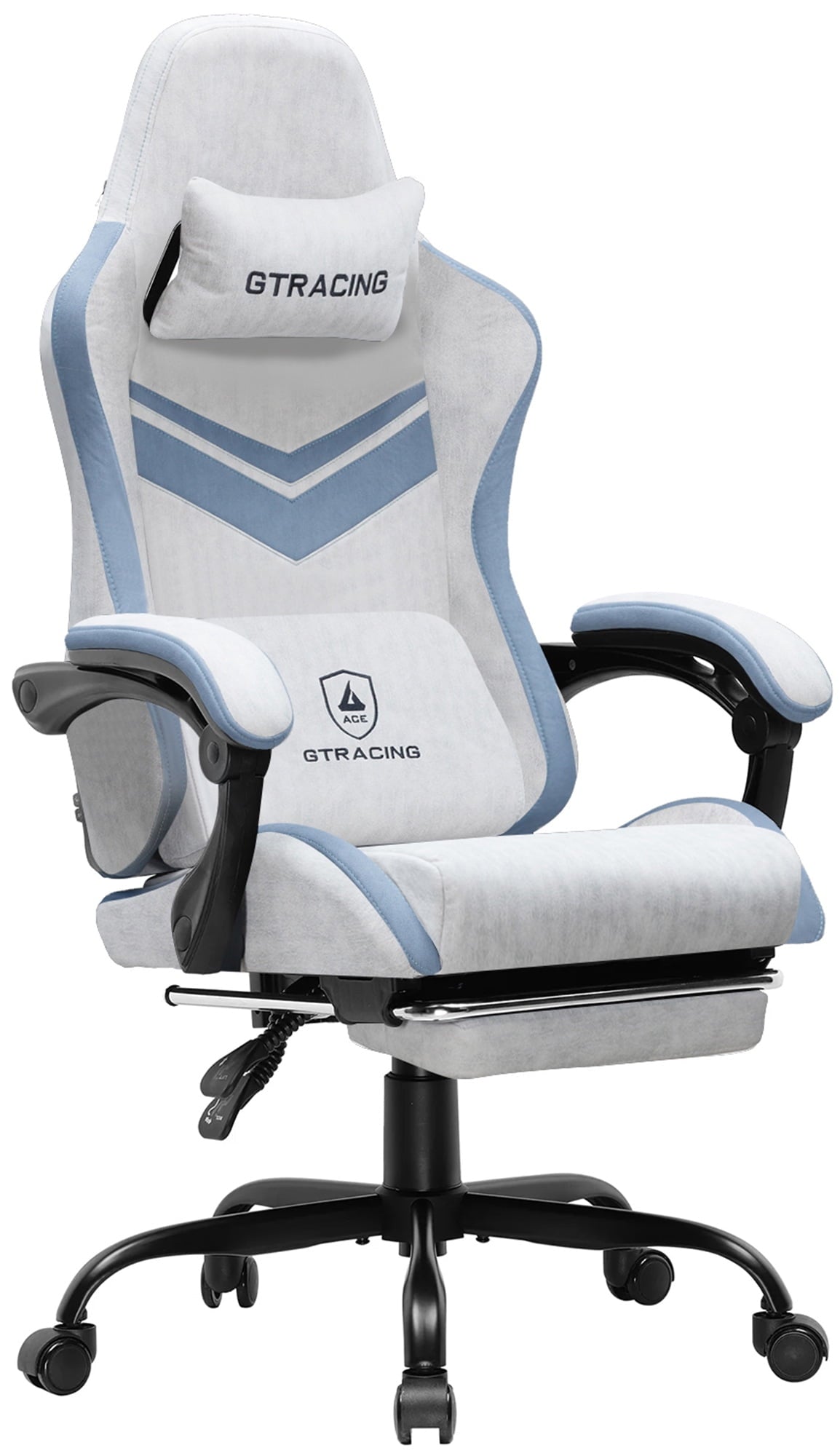 GTRACING GTW-300 Silla Gamer de Tela ErgonÃ³mica Reclinable de Altura Ajustable, Gris/azul