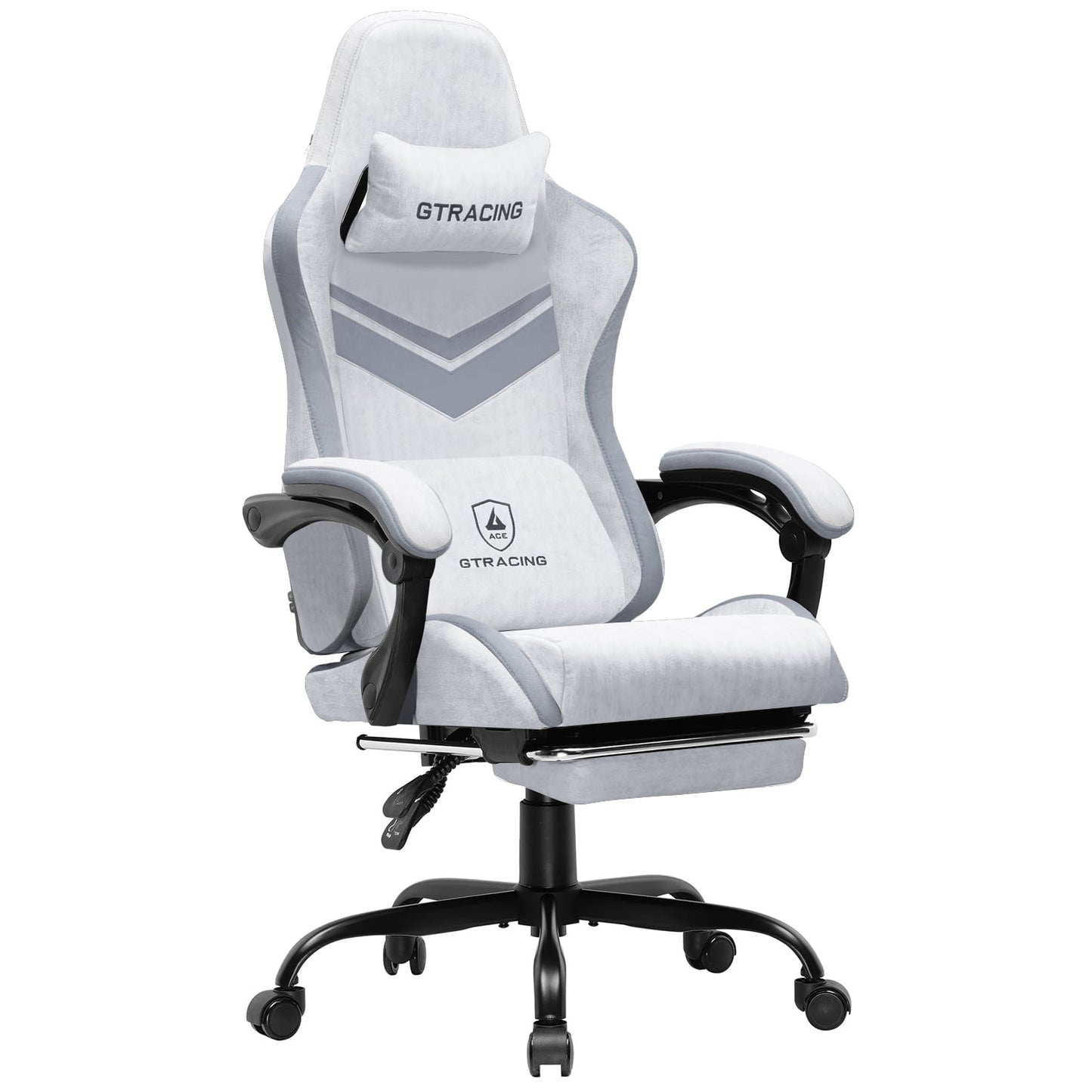 GTRACING GTW-300 Silla Gamer de Tela ErgonÃ³mica Reclinable de Altura Ajustable, Blanco/gris