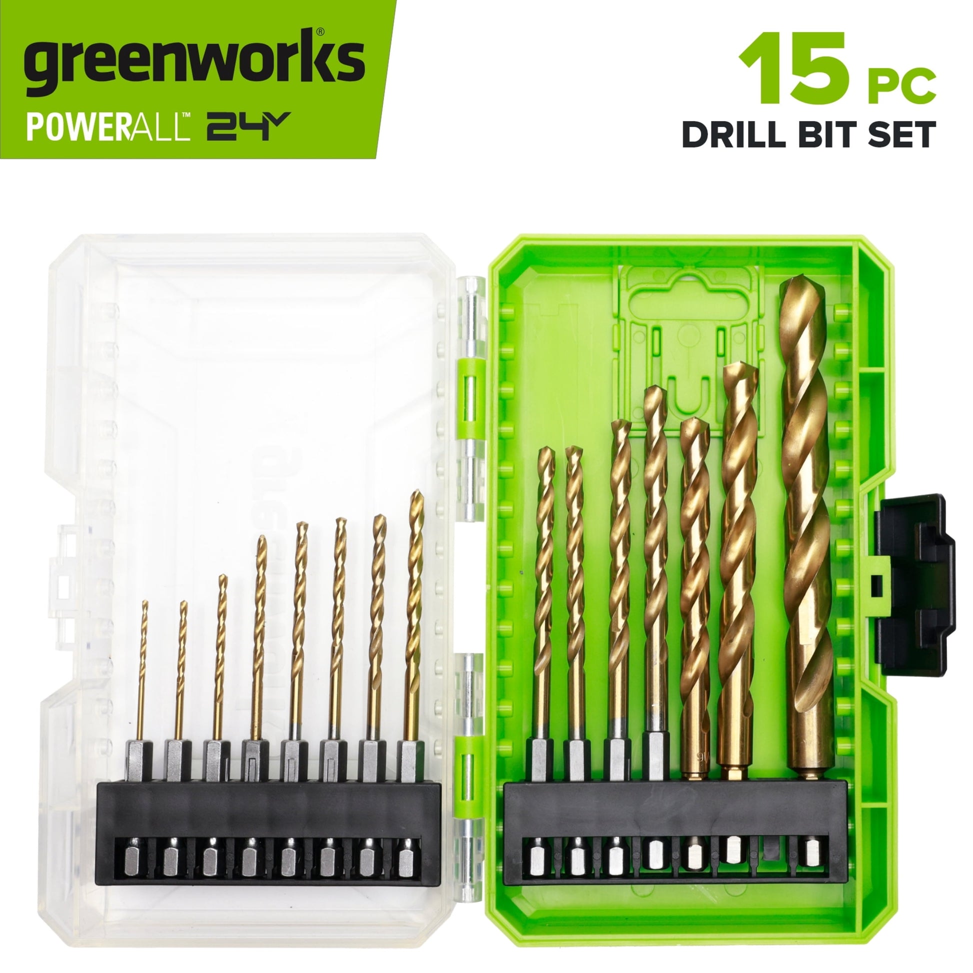Greenworks 15PC Titanium Drill Bit Set, PA52236A1