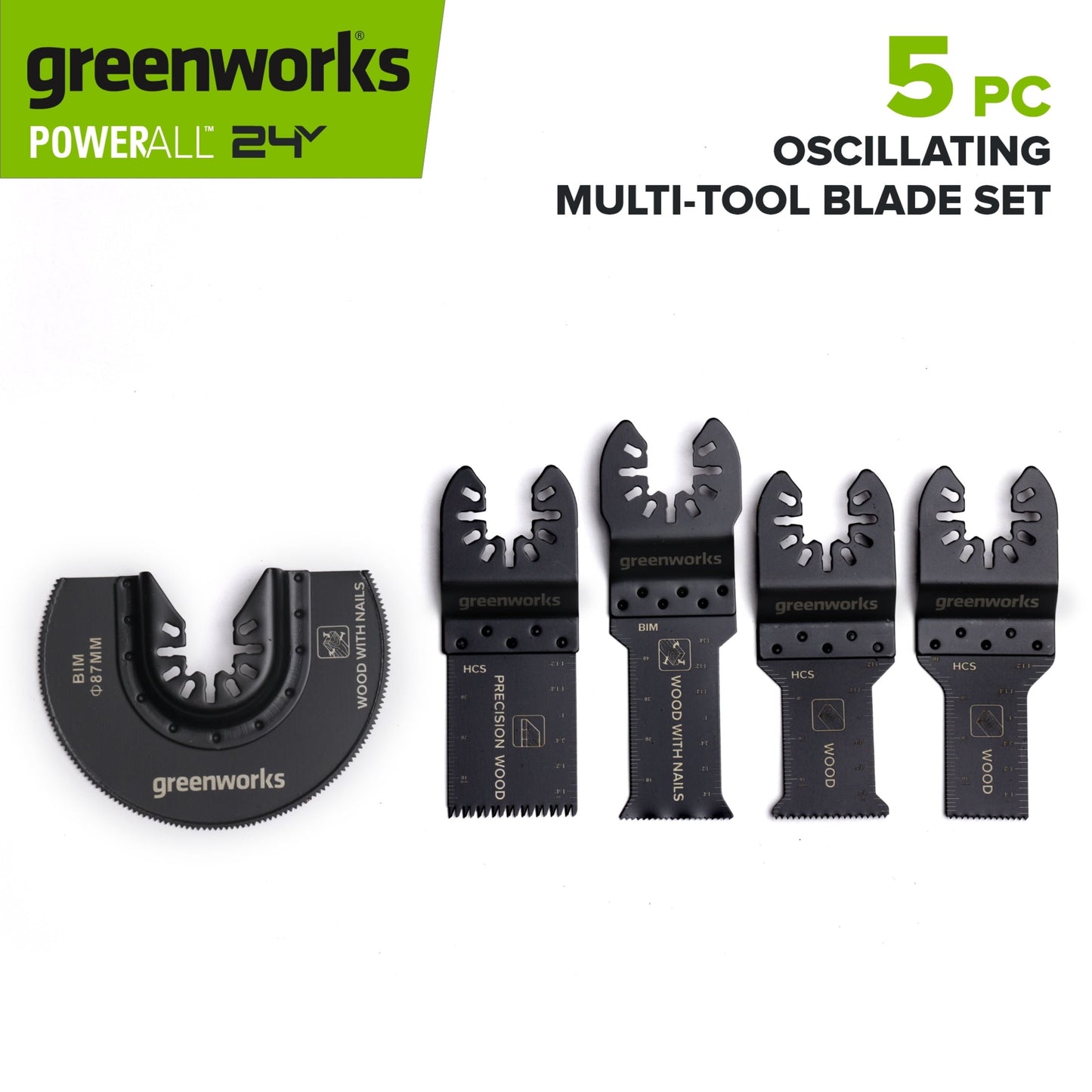 Greenworks 5PC Oscillating Multi-Tool Blade Set, PA50204A1