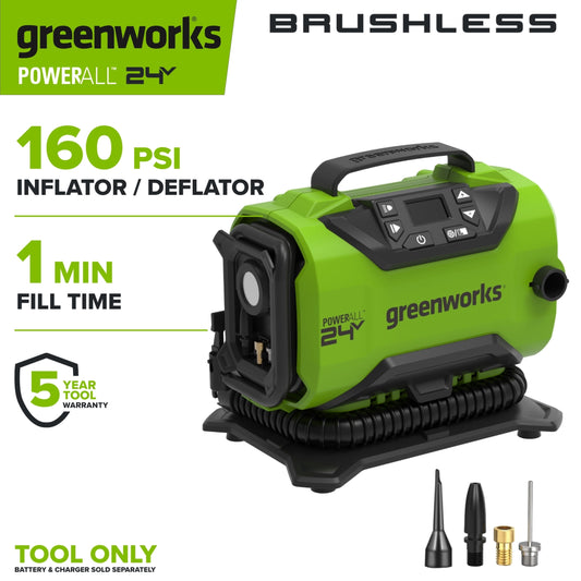 Greenworks PowerAll 24V Brushless Dual-Power Inflator/Deflator, IF3160A1