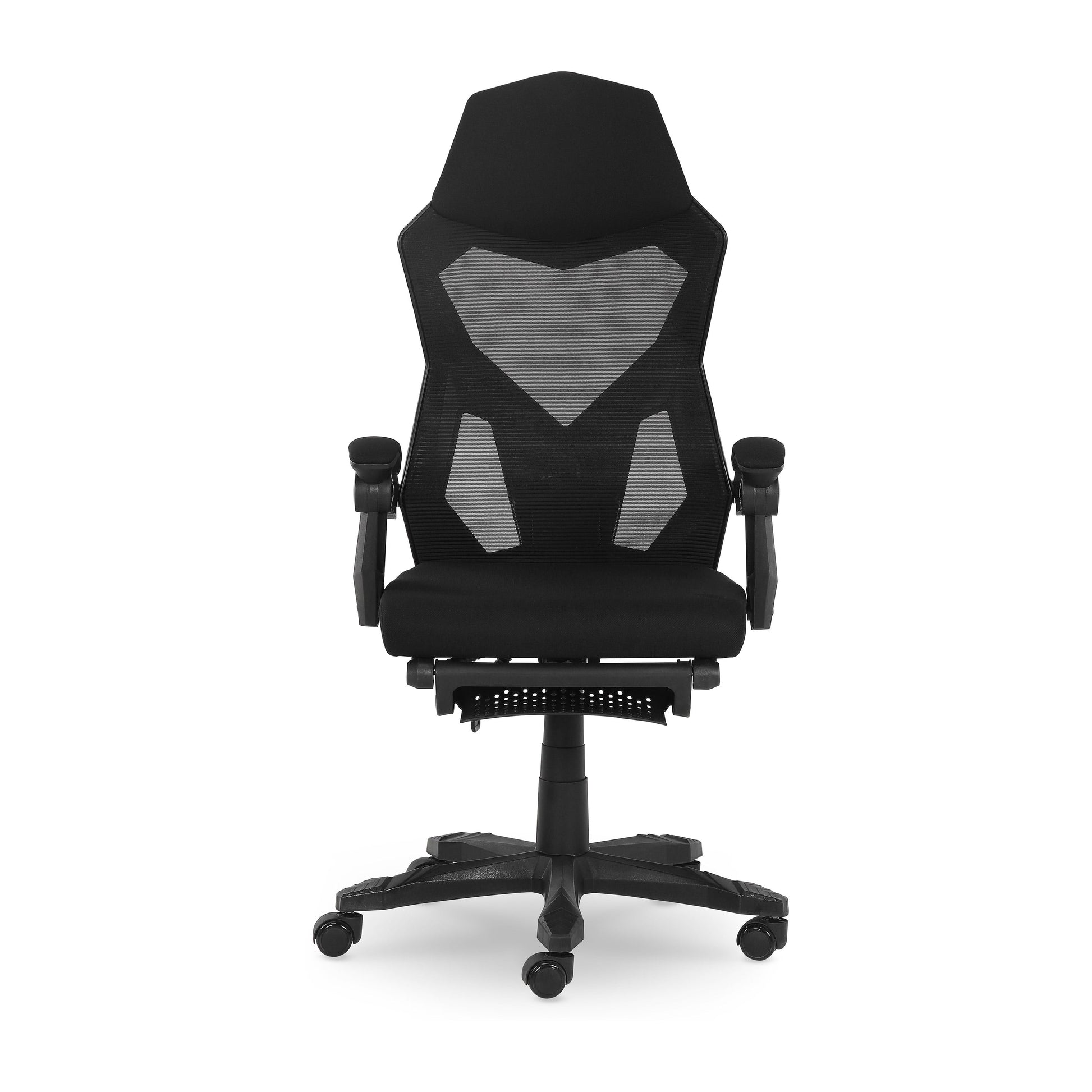 Gamer Gear Silla de Oficina para Gamer con ReposapiÃ©s Extensible, TapicerÃ­a de Tela Negra