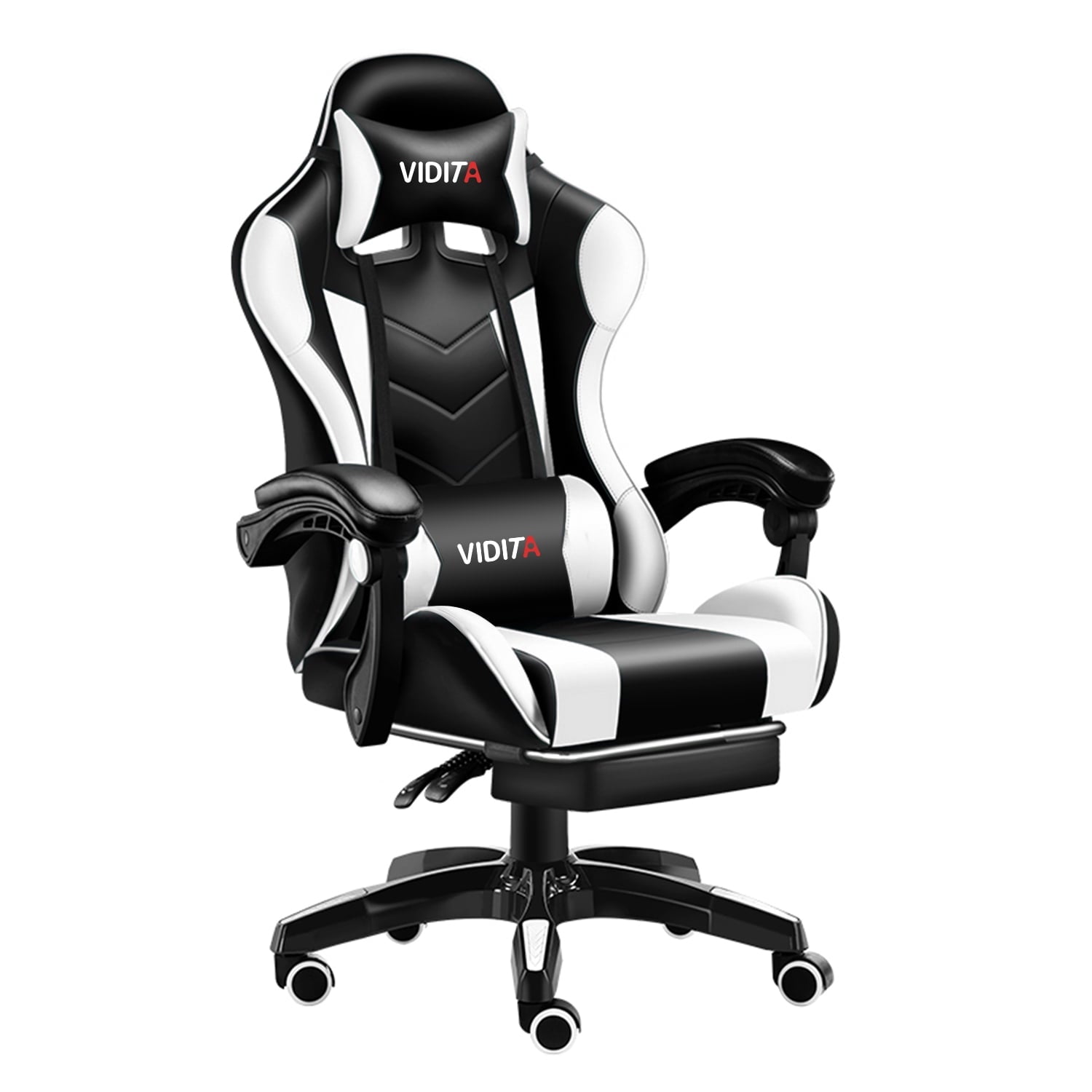 Alvantor High Back Gaming Chair with Adjustable Footrest and Lumbar Support, Black & Red