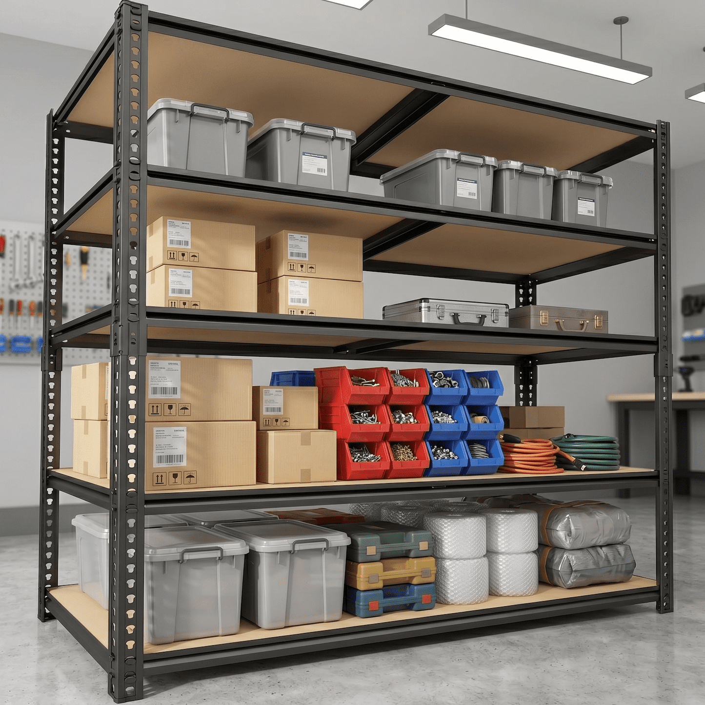 Garage Shelving Unit, Heavy Duty Metal Storage Shelves 2400 lbs, 5 Tier Adjustable Shelving Rack, Industrial Garage Storage Shelf for Basement Kitchen Office (20"D x 40"W x 72"H)