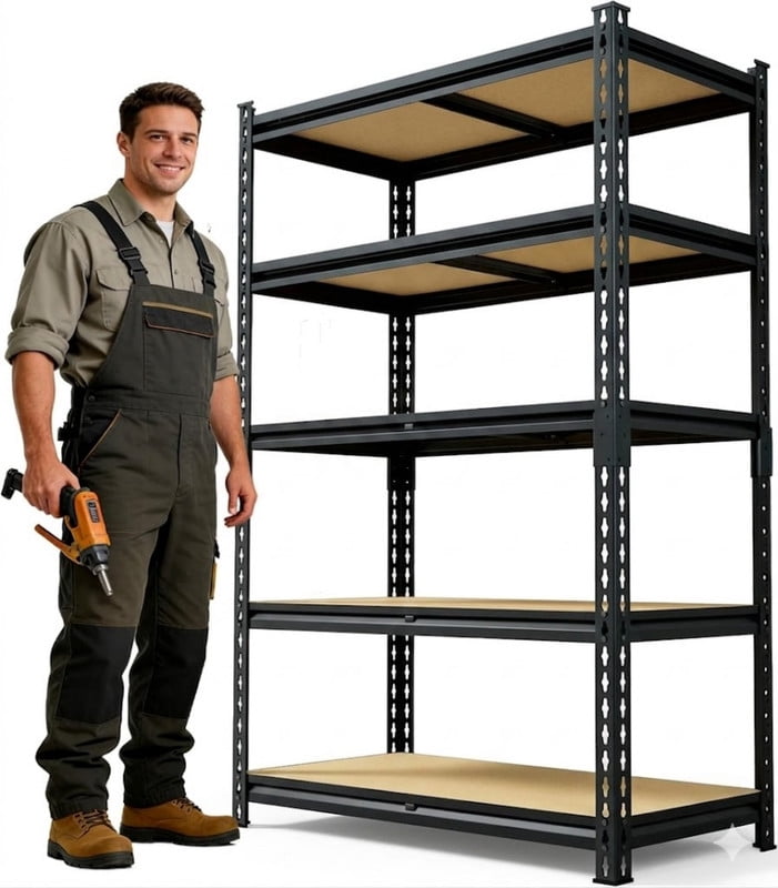 Garage Storage Shelving Unit, Heavy Duty 5-Tier Adjustable Metal Shelves, Garage Organizer Storage Rack for Basement, Pantry, 60" H x 27.5" W x 11.8" D